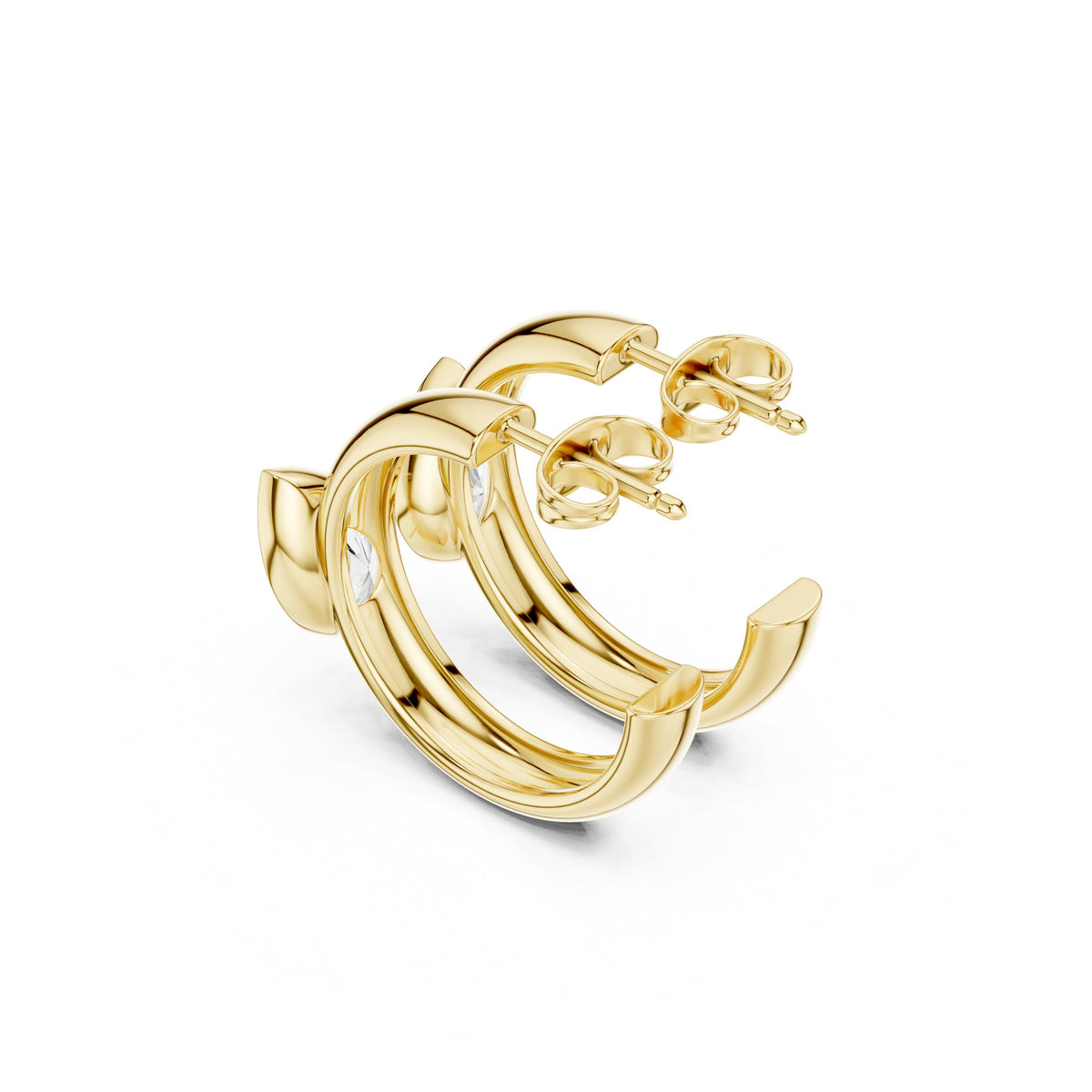 Pear Bezel Huggie Hoop Diamond Earrings