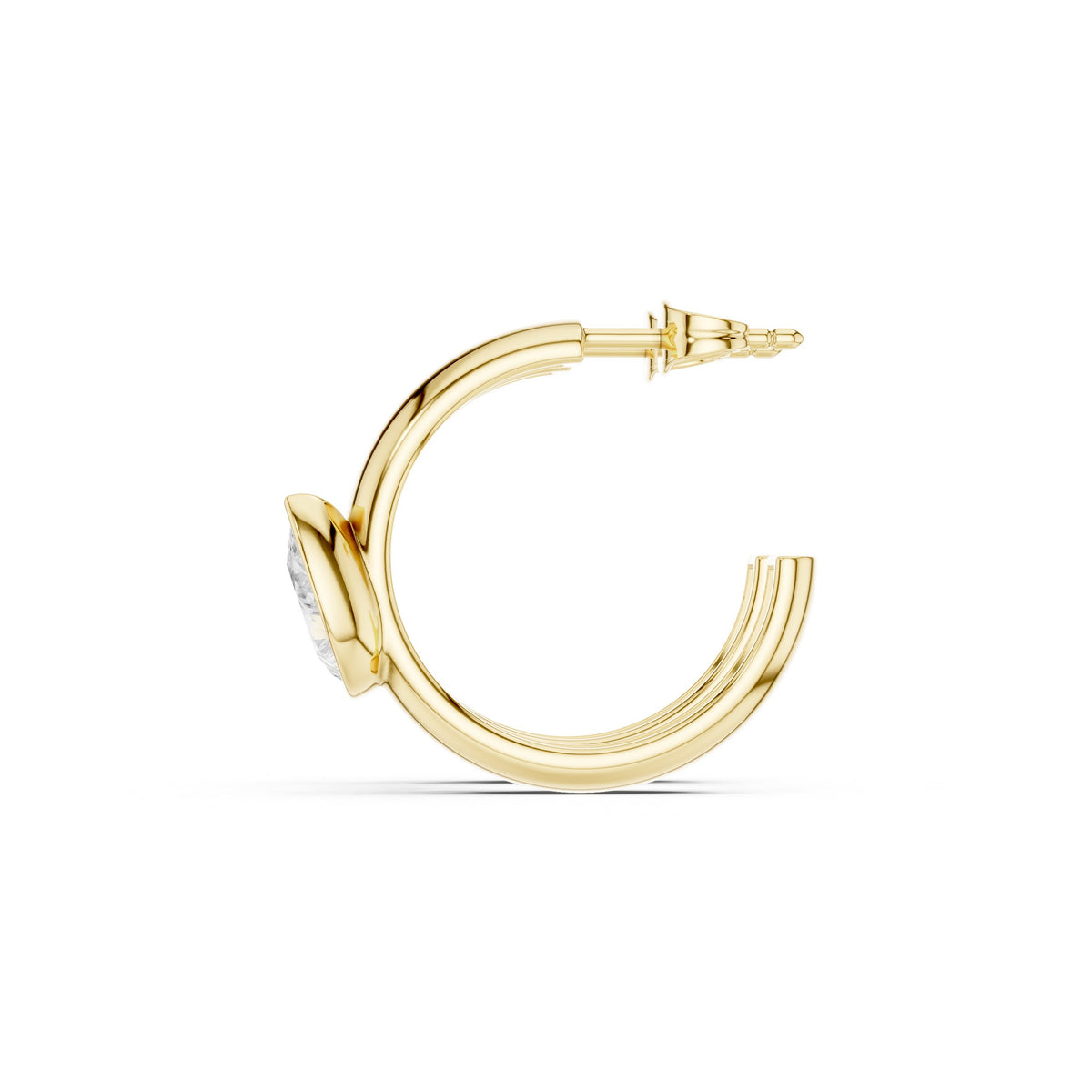 Pear Bezel Huggie Hoop Diamond Earrings