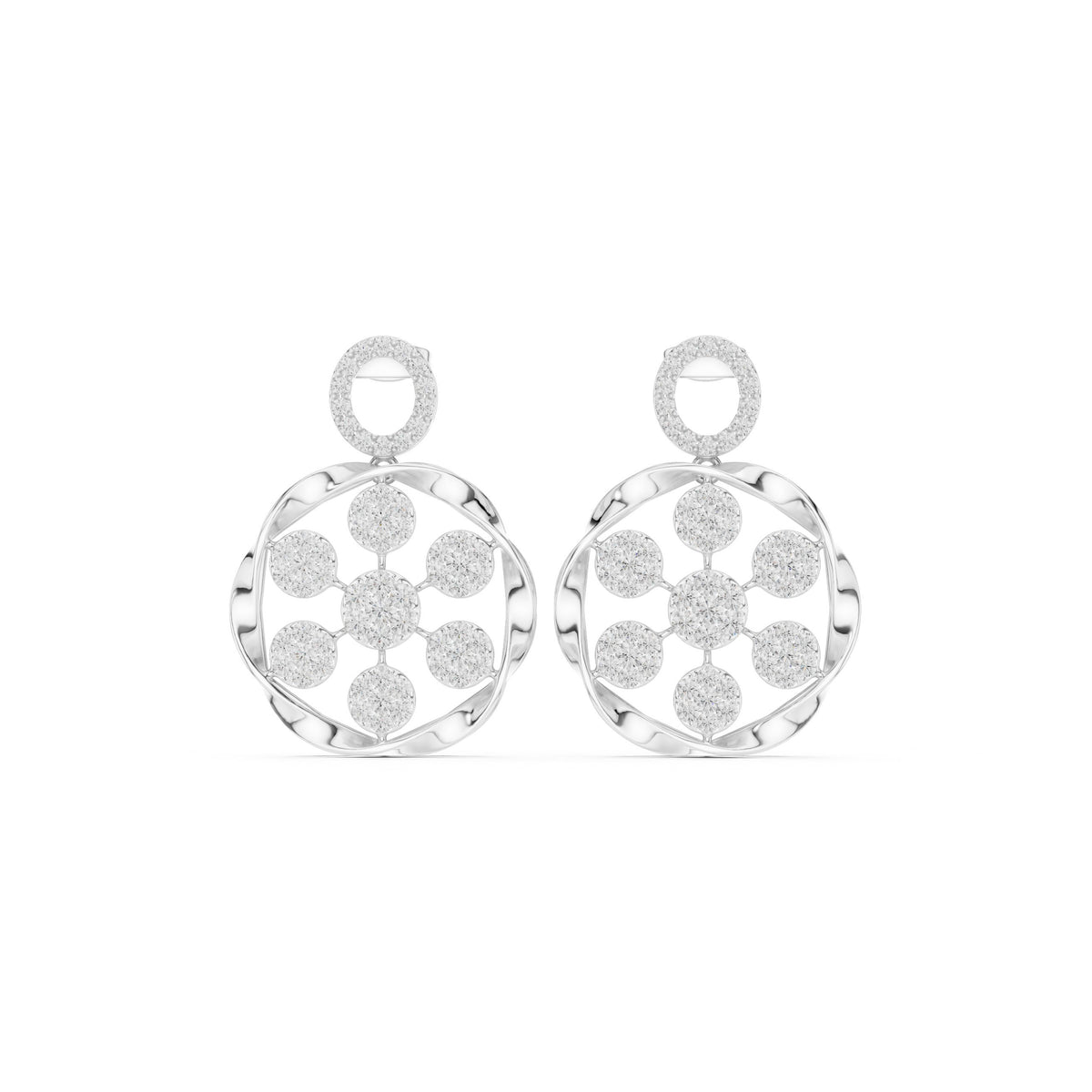 Medallion Cluster Diamond Drop Earrings