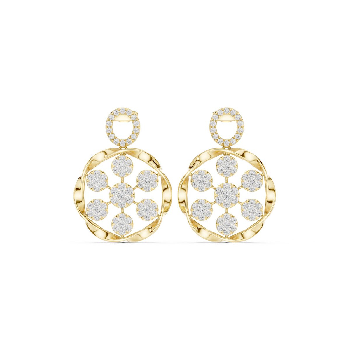 Medallion Cluster Diamond Drop Earrings