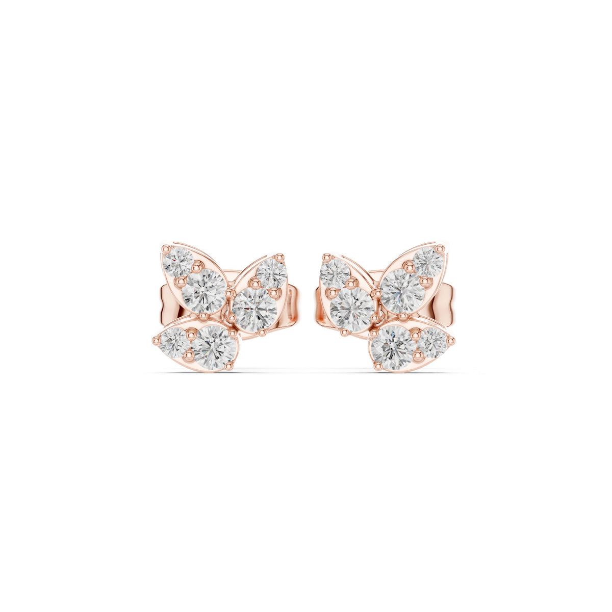 أقراط ألماس باڤيه على شكل فراشة in Rose Gold - VYKA Diamonds