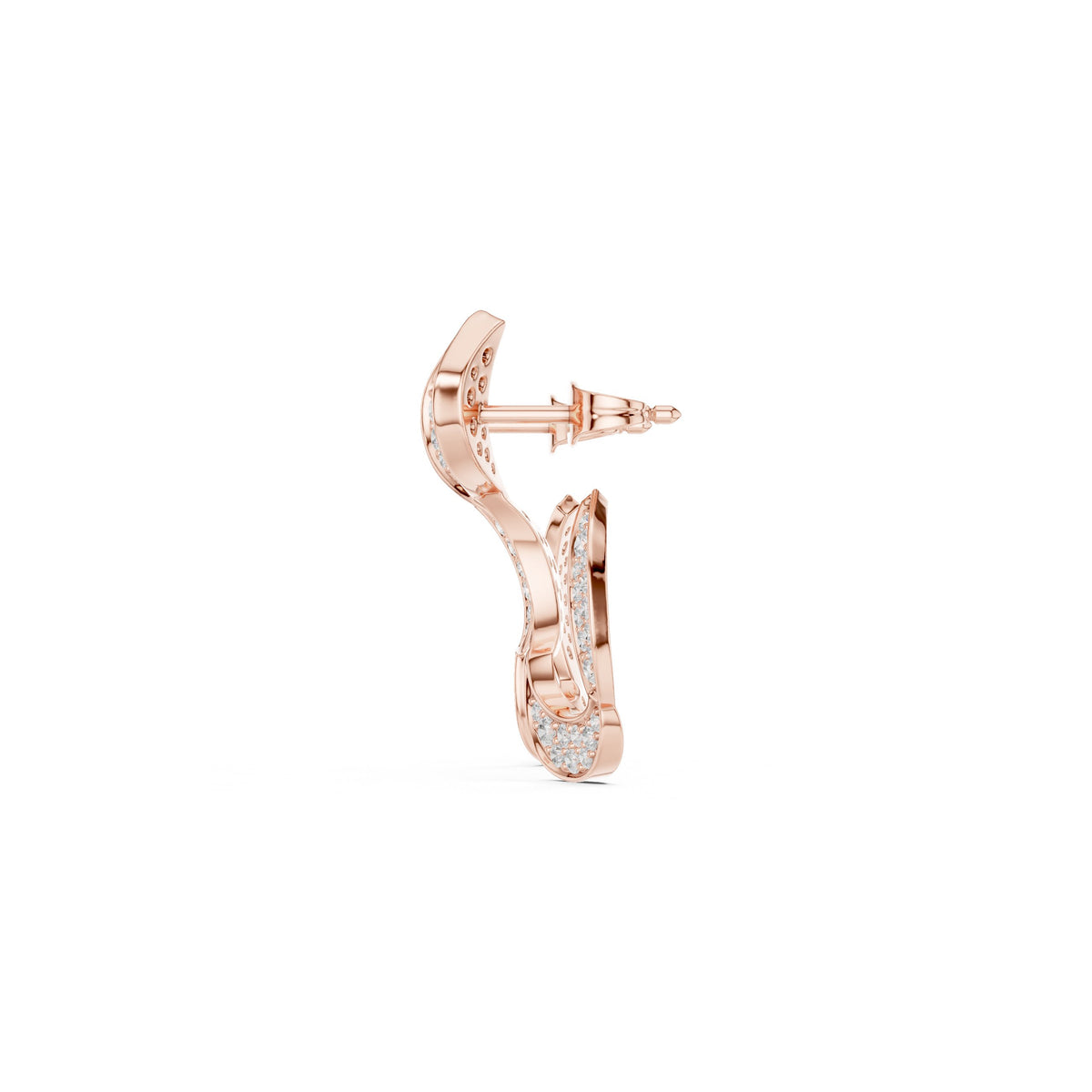 Twisted Ribbon Pave Diamond Hoop Earrings