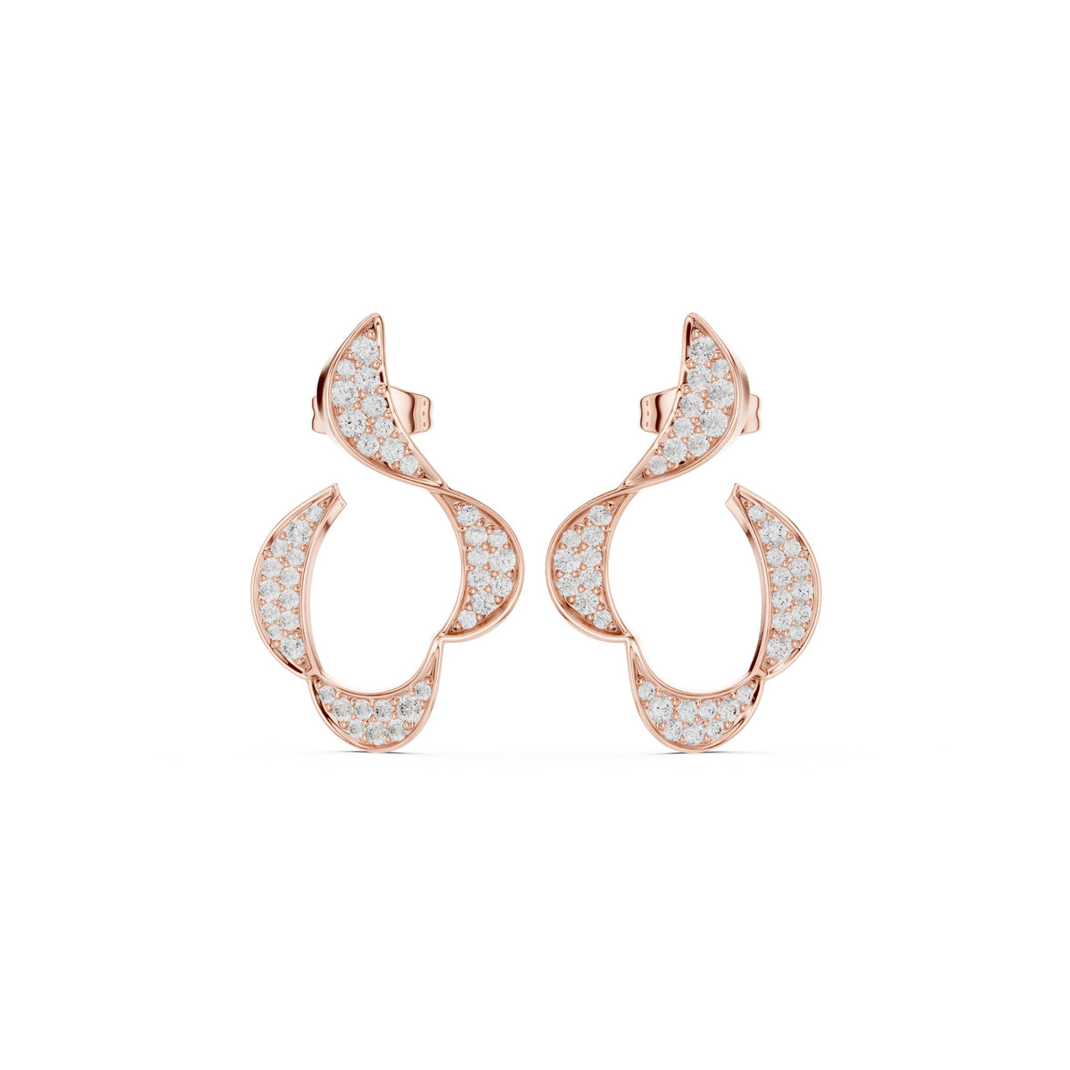 Twisted Ribbon Pave Diamond Hoop Earrings