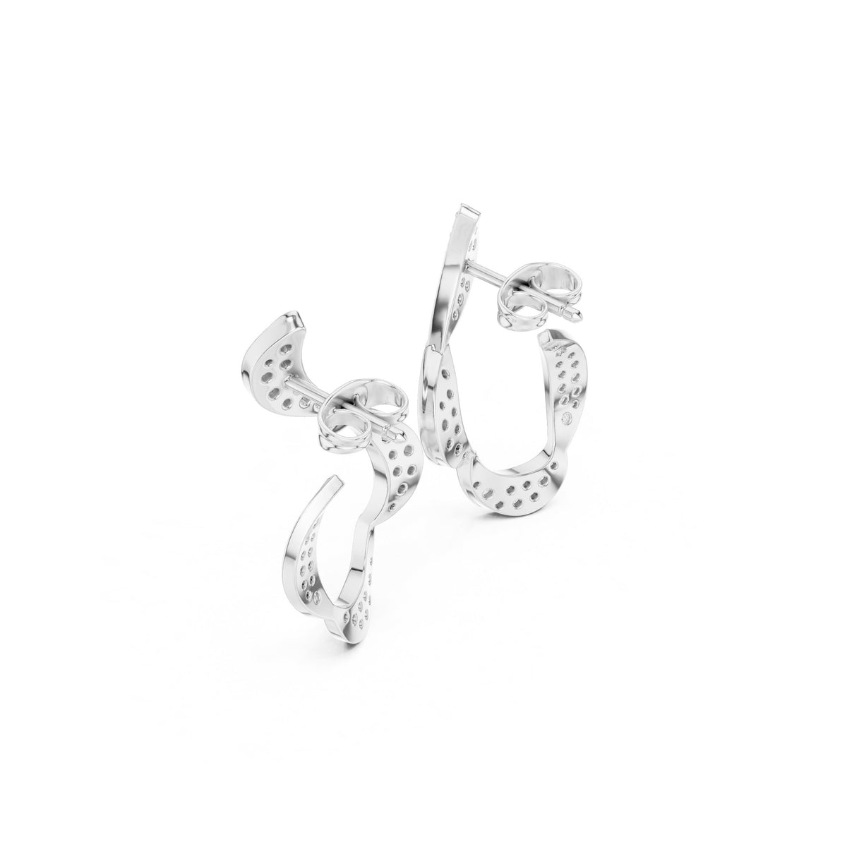 Twisted Ribbon Pave Diamond Hoop Earrings