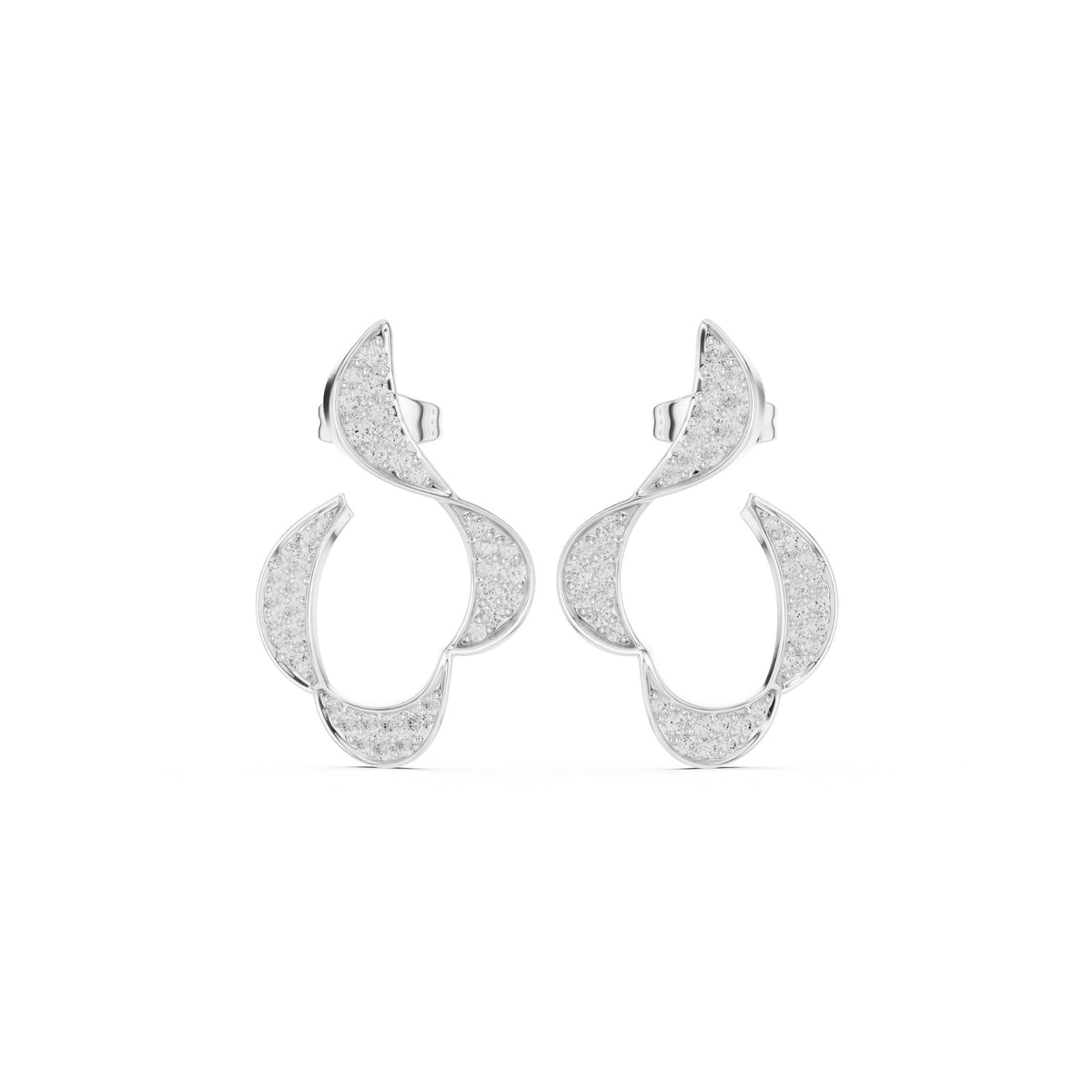 Twisted Ribbon Pave Diamond Hoop Earrings