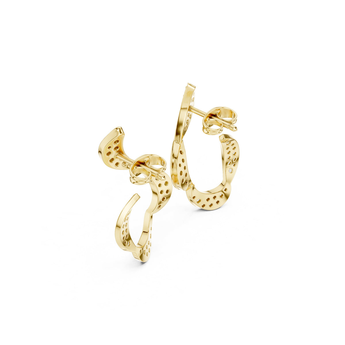 Twisted Ribbon Pave Diamond Hoop Earrings