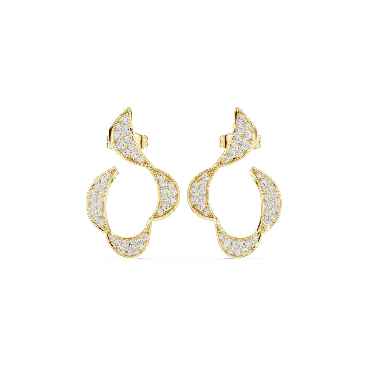 Twisted Ribbon Pave Diamond Hoop Earrings