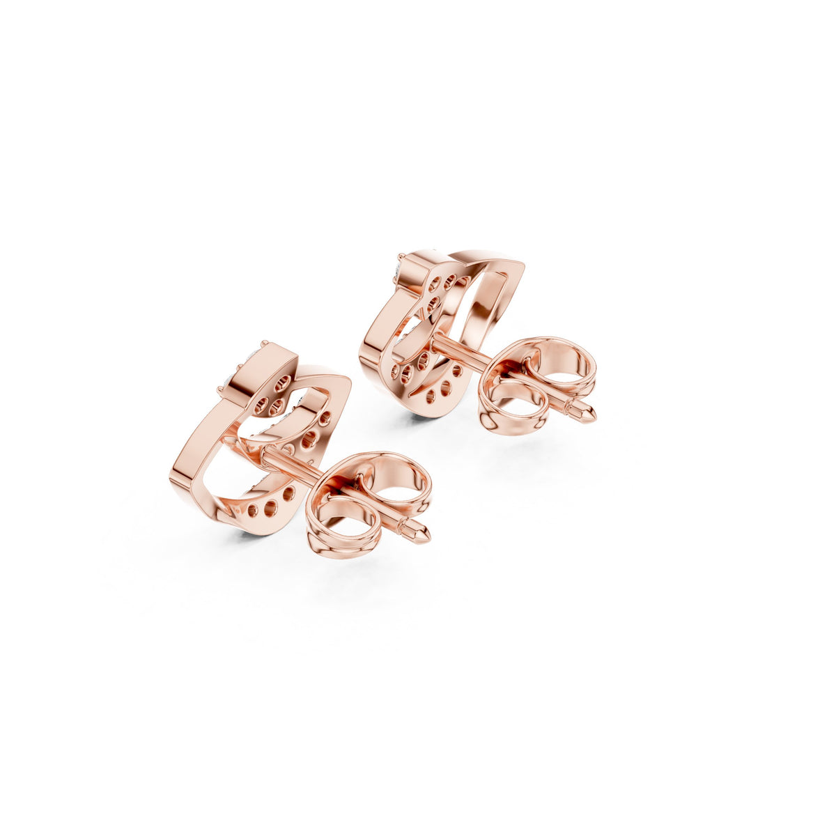Abstract Arc Pave Diamond Stud Earrings