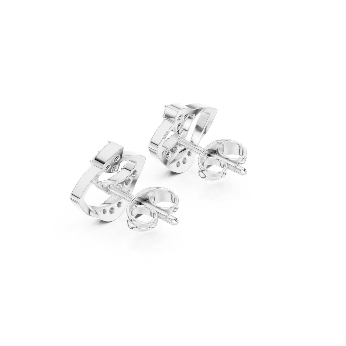 Abstract Arc Pave Diamond Stud Earrings