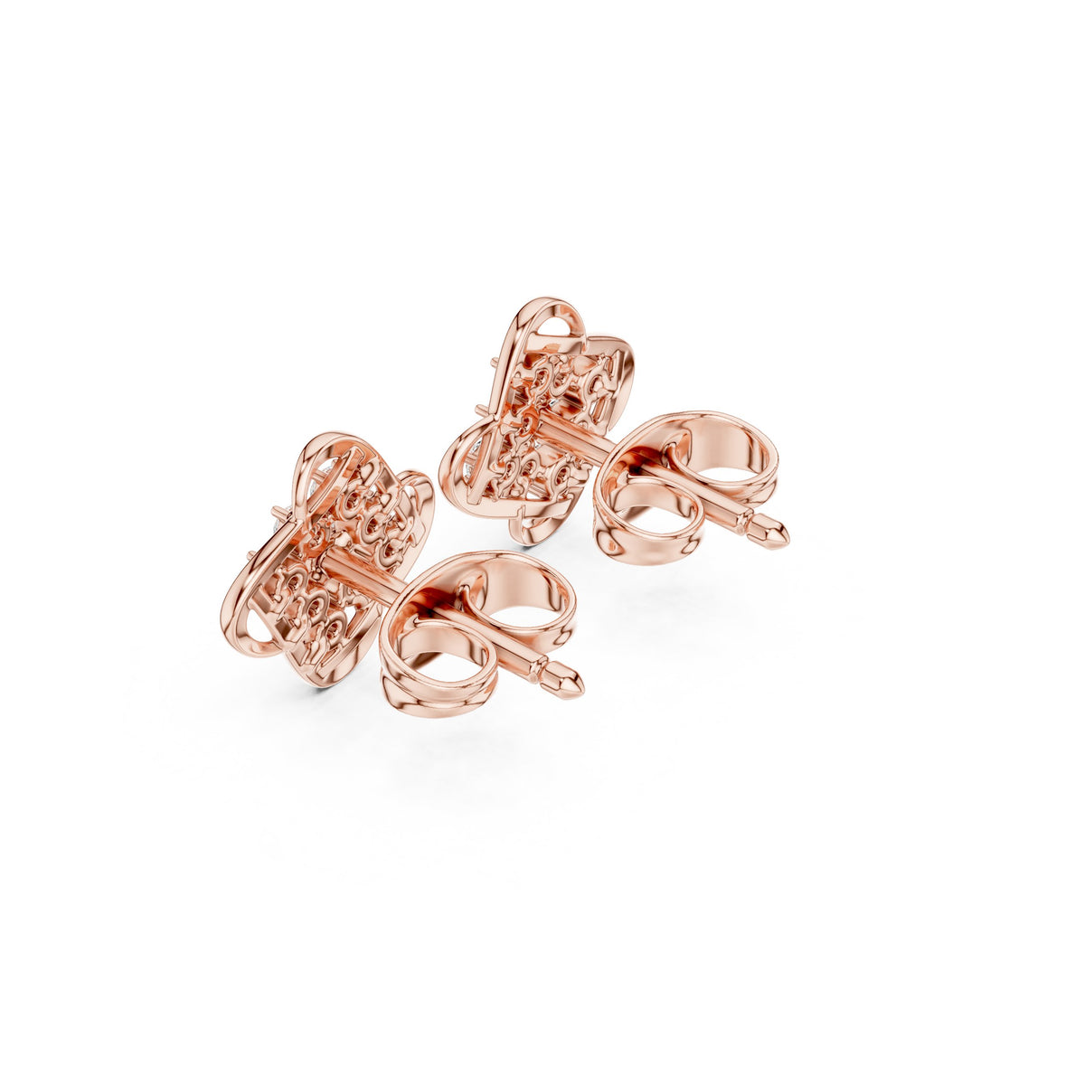 أقراط ألماس باڤيه مربعة معقودة in Rose Gold - VYKA Diamonds