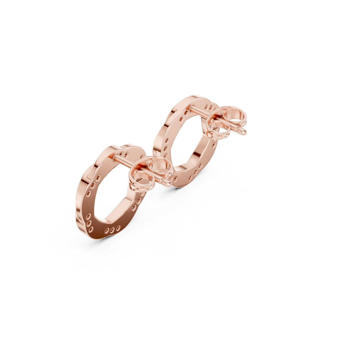 Twisted Circle Pave Diamond Stud Earrings in Rose Gold - VYKA Diamonds