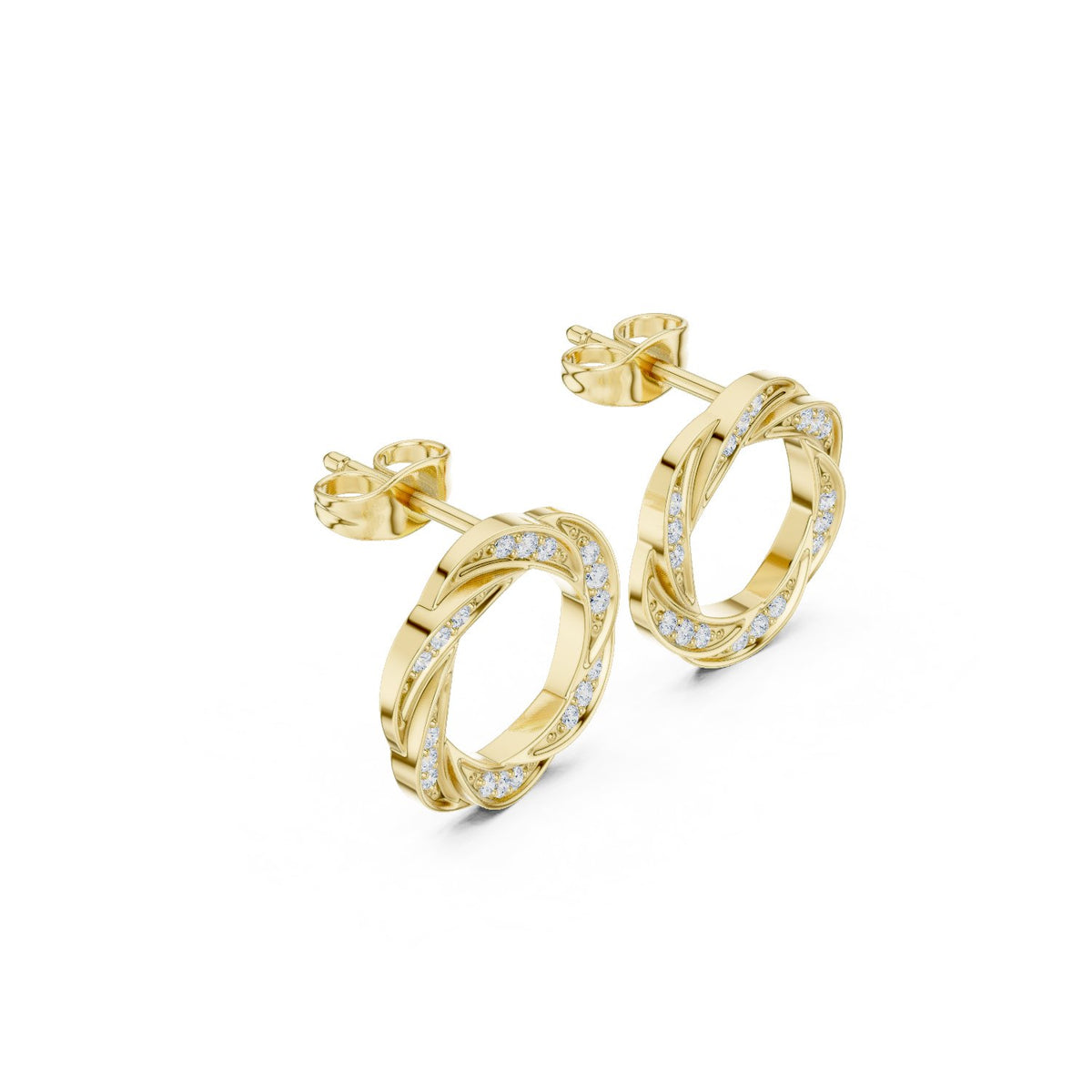 Twisted Circle Pave Diamond Stud Earrings