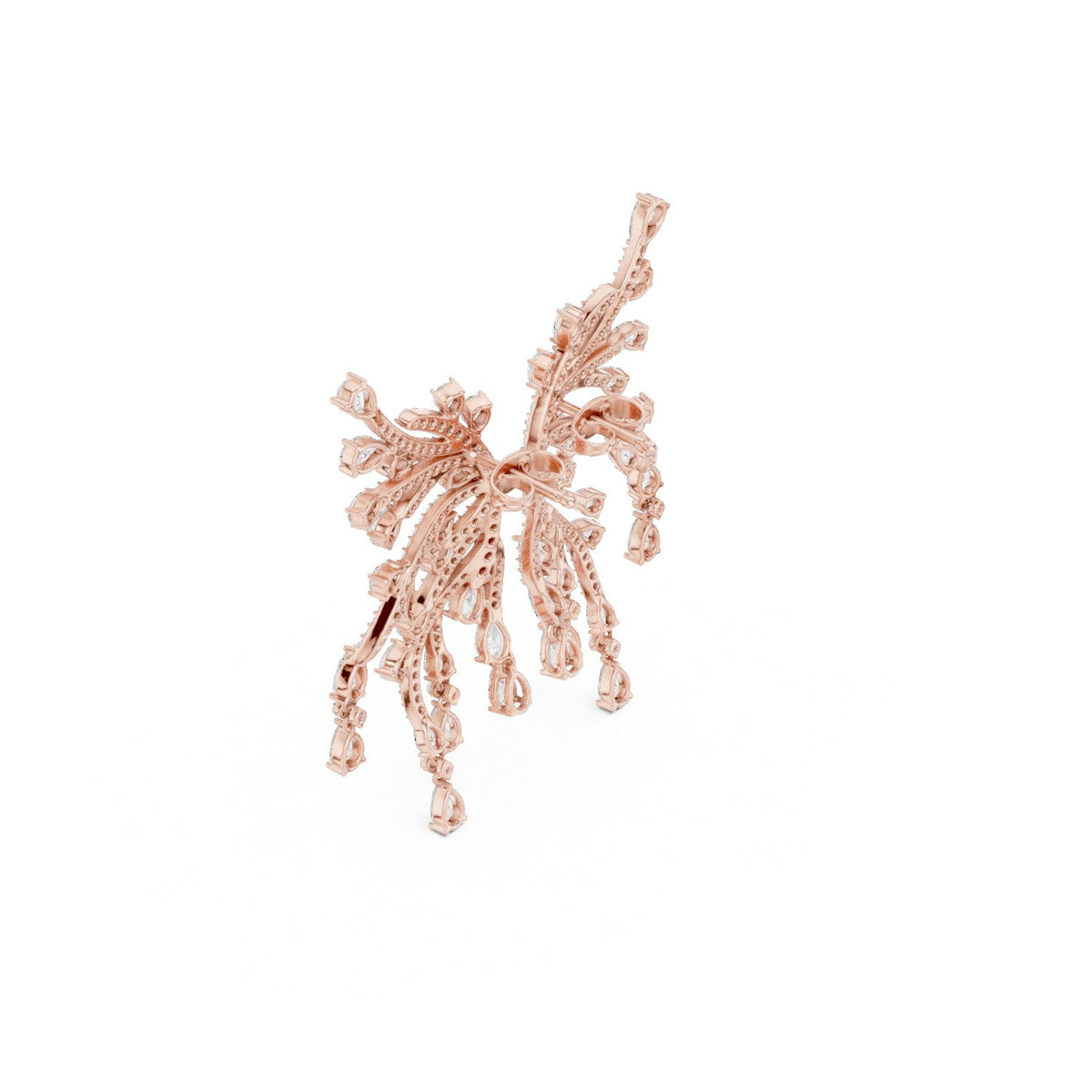 Branch Fringe Pear Diamond Statement Earrings