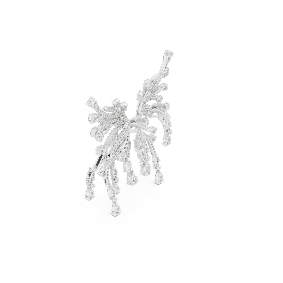 Branch Fringe Pear Diamond Statement Earrings
