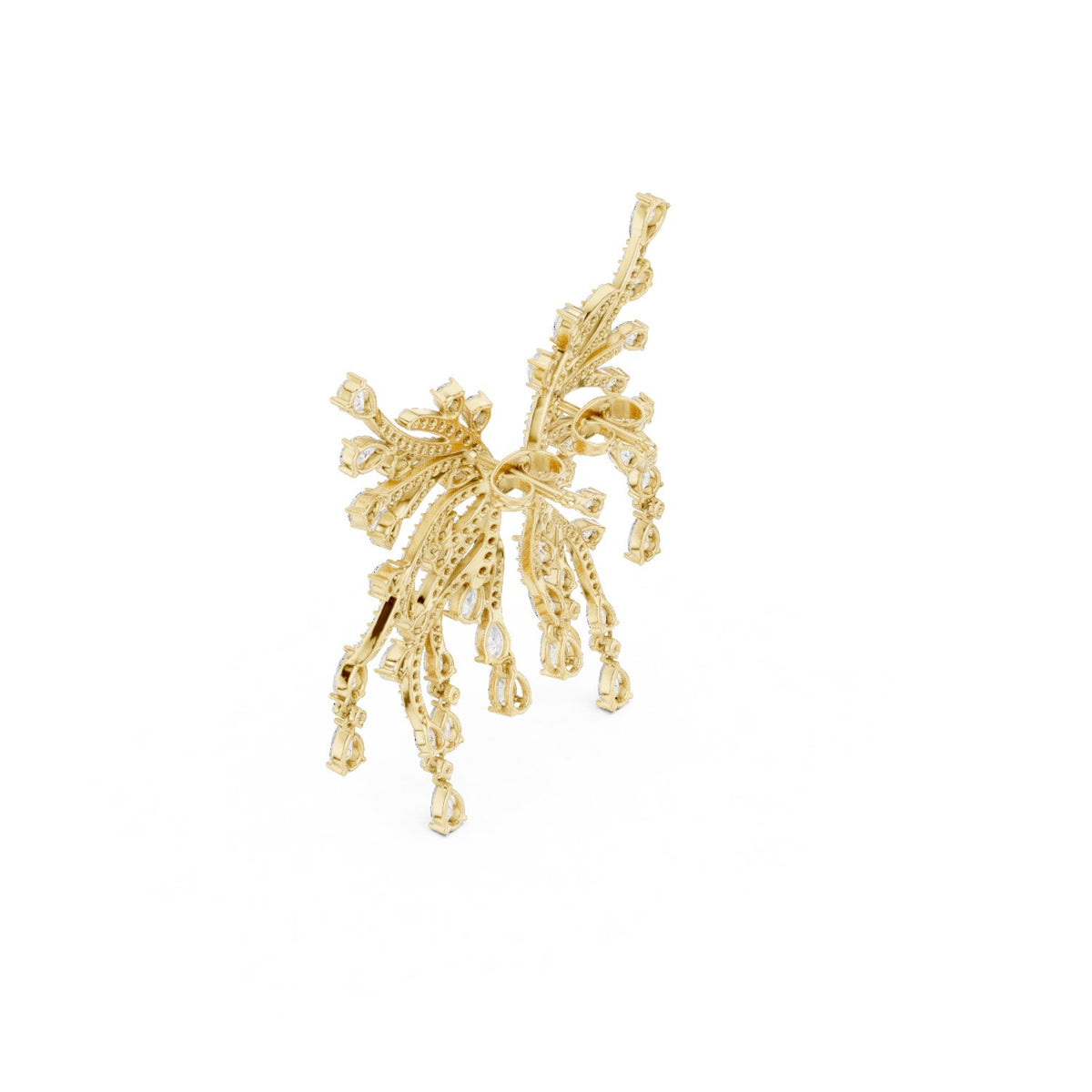 Branch Fringe Pear Diamond Statement Earrings