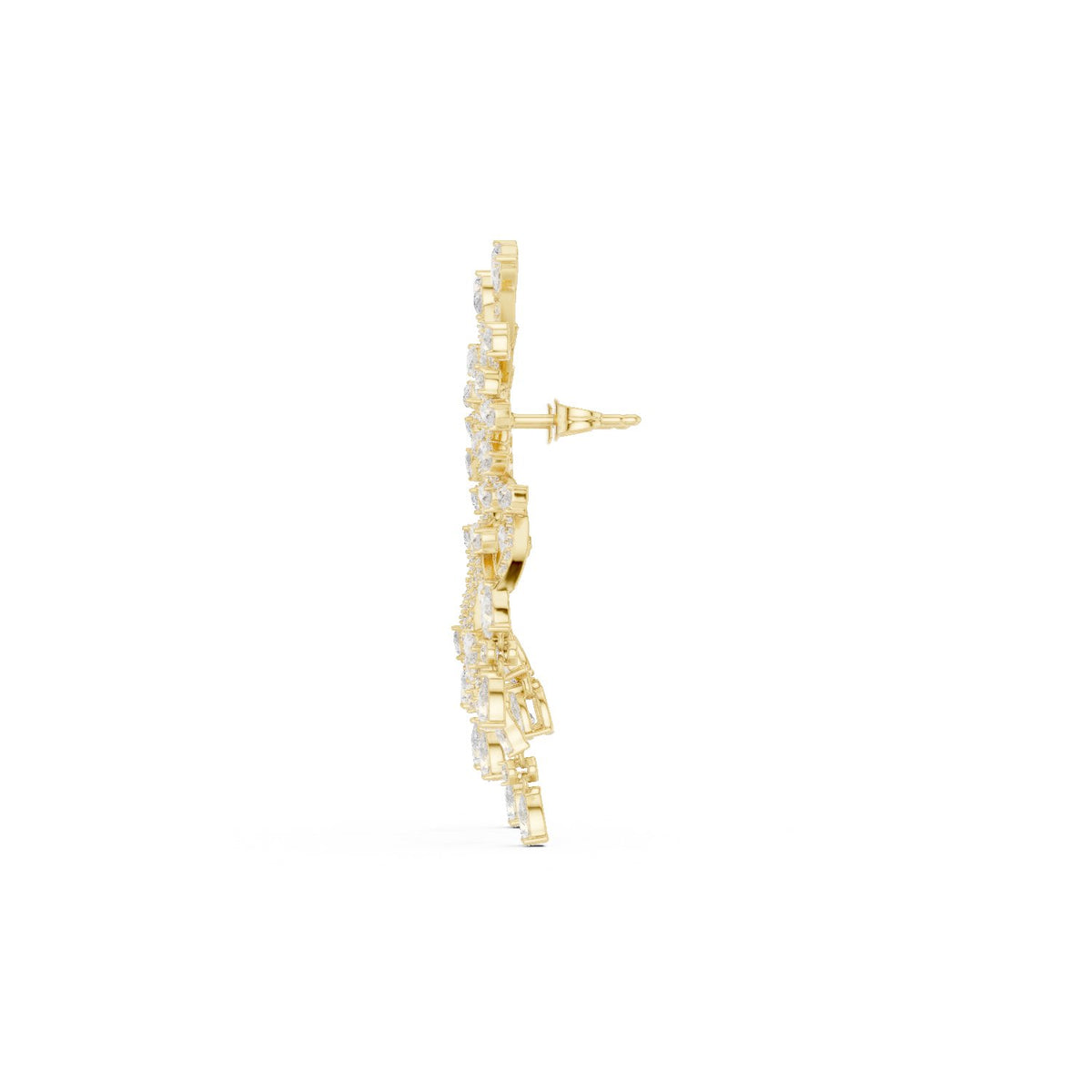 Branch Fringe Pear Diamond Statement Earrings