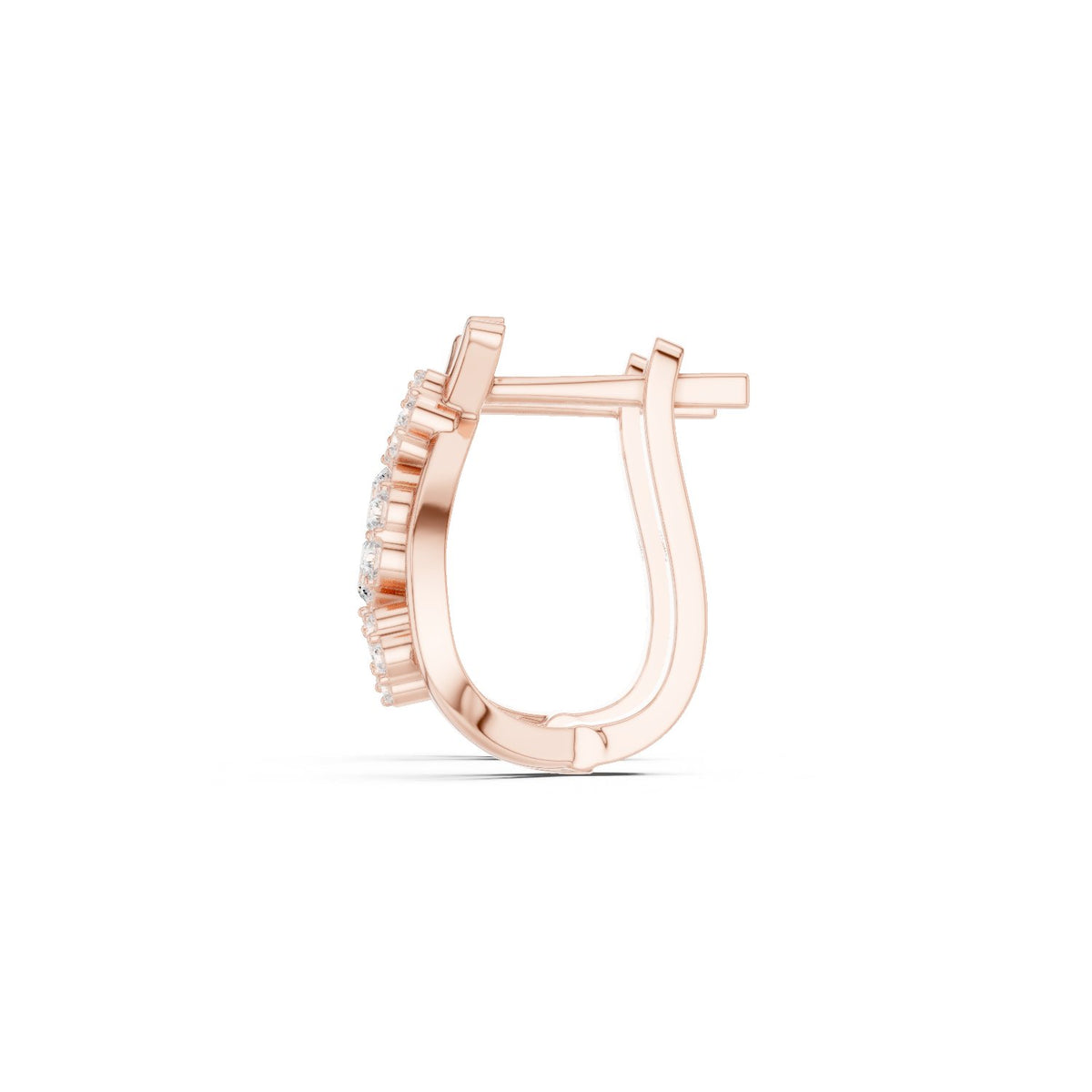 Triple Rosette Diamond Hoop Earrings in Rose Gold - VYKA Diamonds
