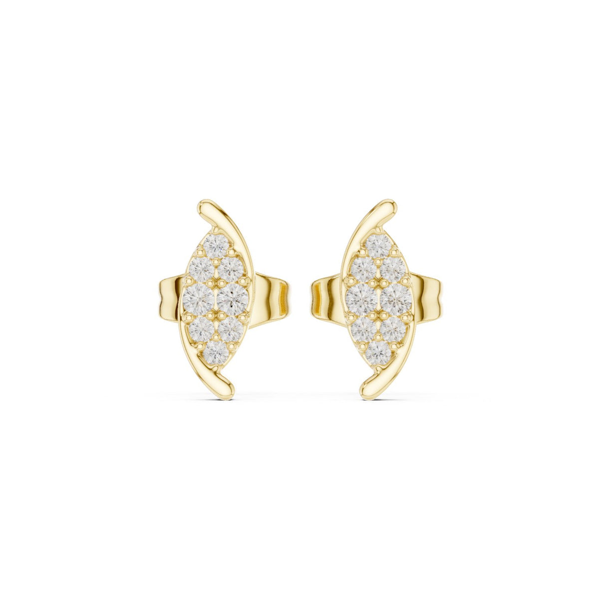 أقراط ألماس باڤيه على شكل ماركيز in Yellow Gold - VYKA Diamonds