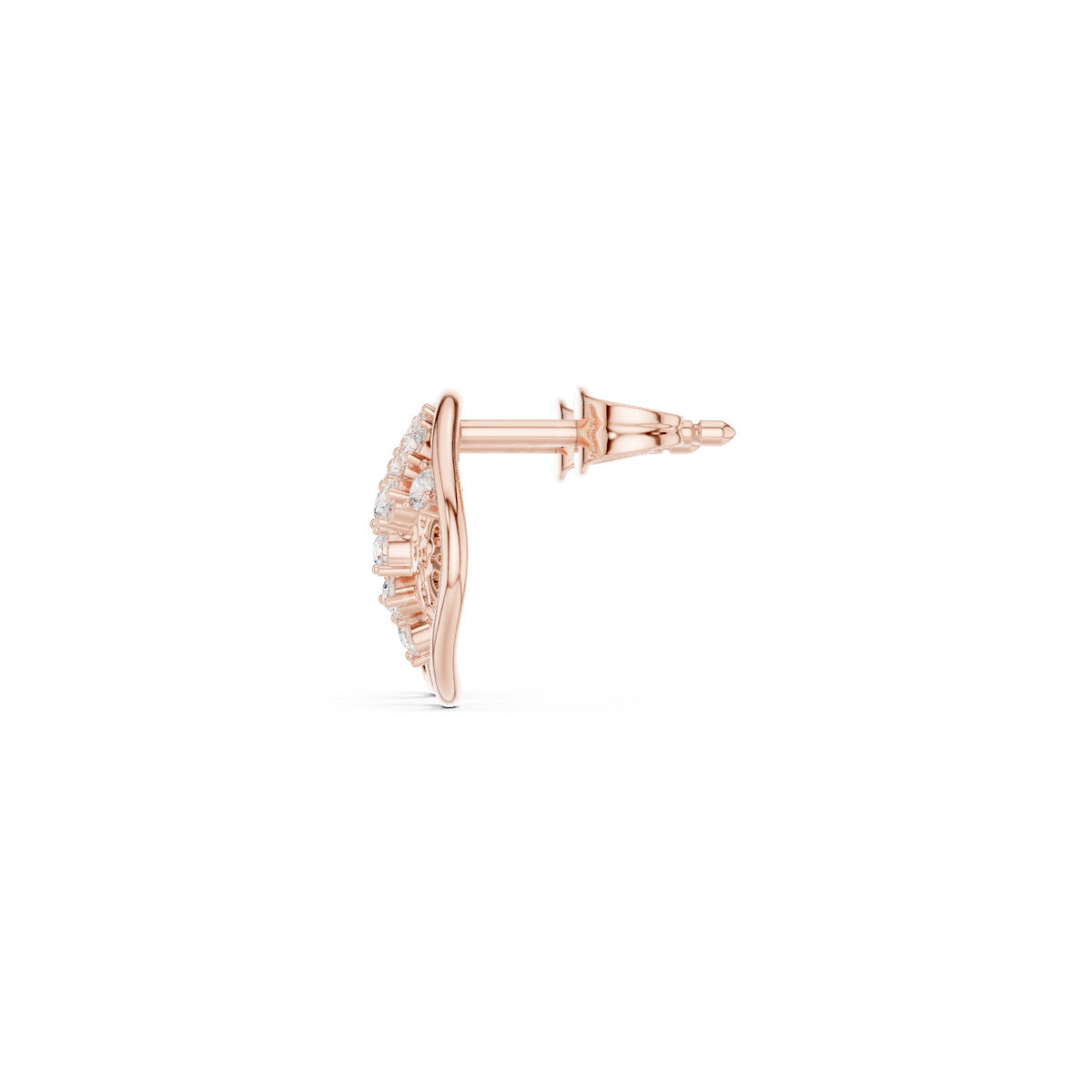 Open Circle Scatter Cluster Diamond Stud Earrings in Rose Gold - VYKA Diamonds