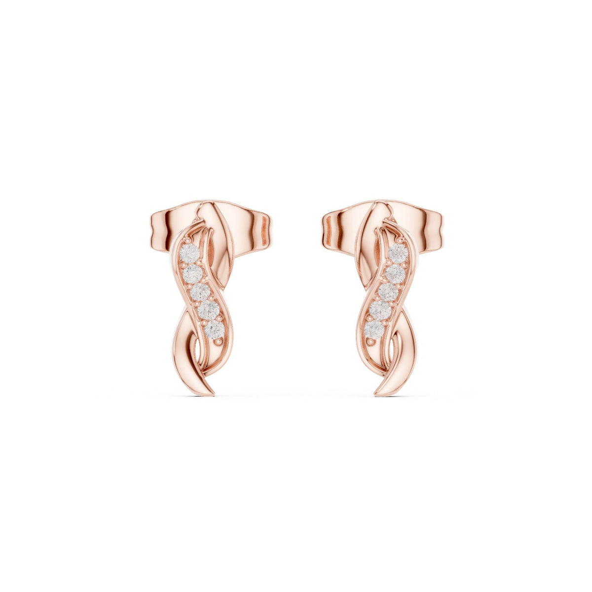 Twisted S Pave Diamond Stud Earrings