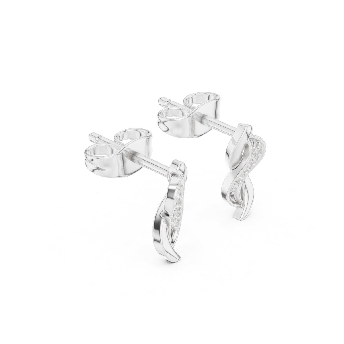 Twisted S Pave Diamond Stud Earrings