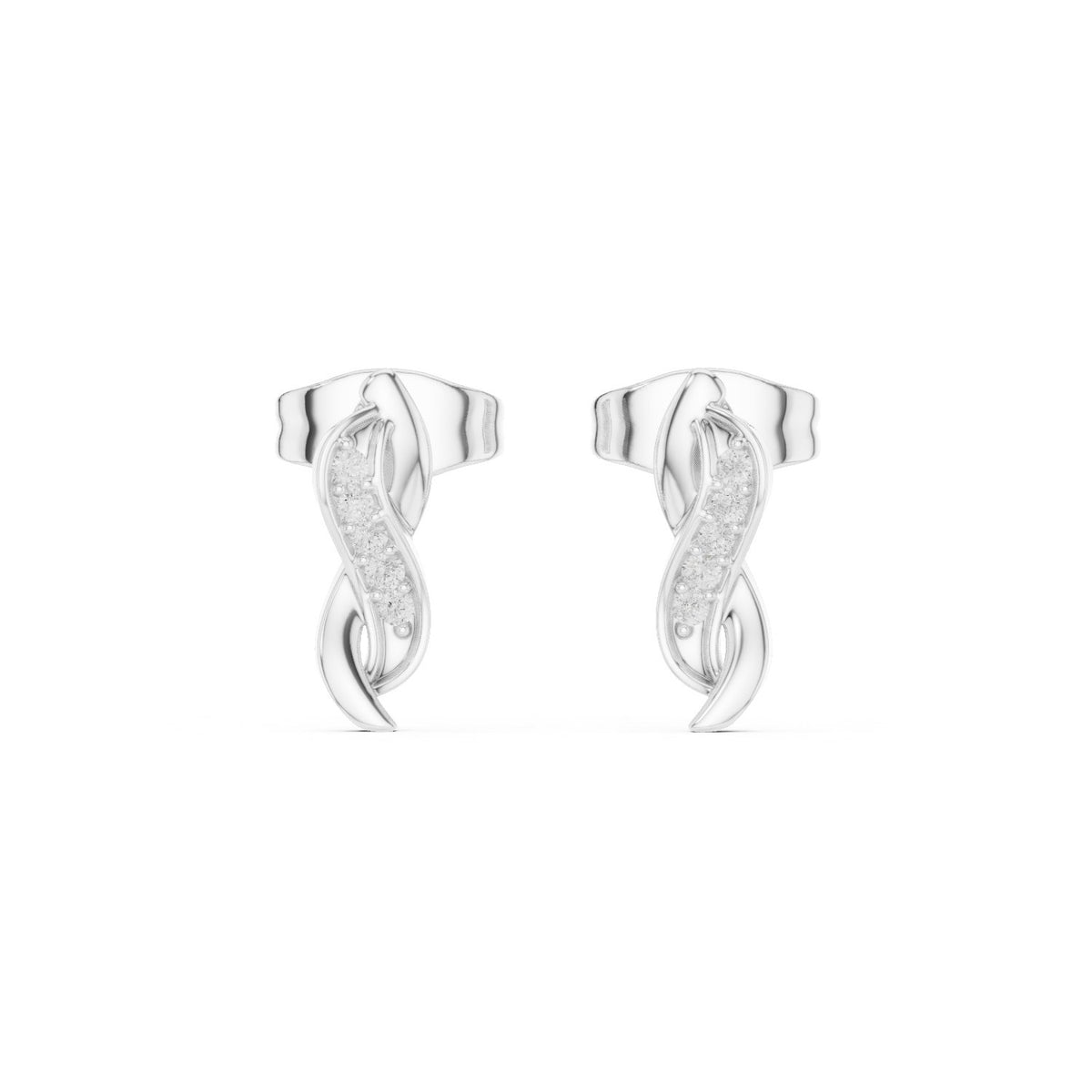 أقراط ألماس باڤيه ملتفّة على شكل S in White Gold - VYKA Diamonds