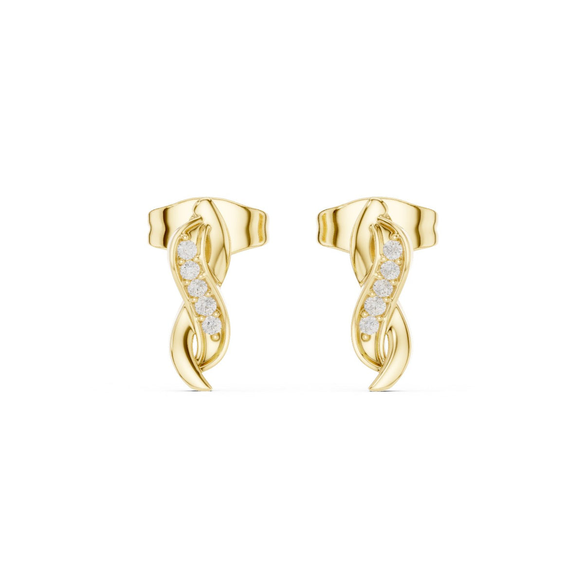 Twisted S Pave Diamond Stud Earrings