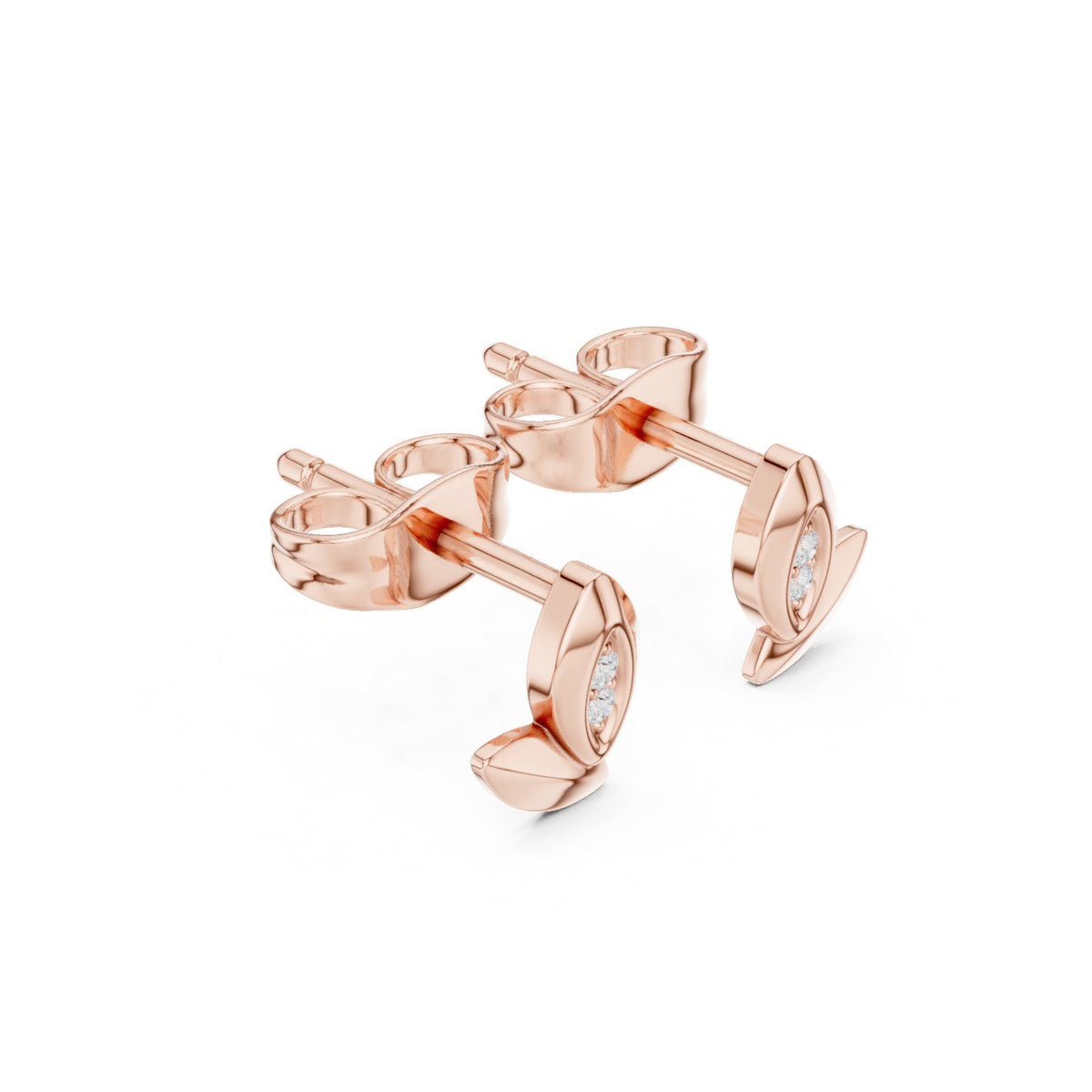 Marquise Leaf Outline Diamond Stud Earrings