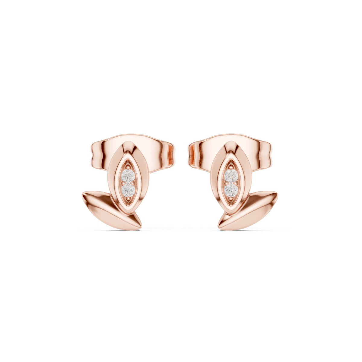 أقراط ألماس بإطار ورقة ماركيز in Rose Gold - VYKA Diamonds