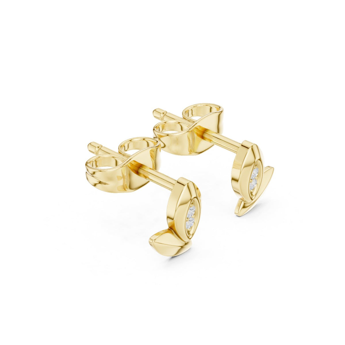 Marquise Leaf Outline Diamond Stud Earrings
