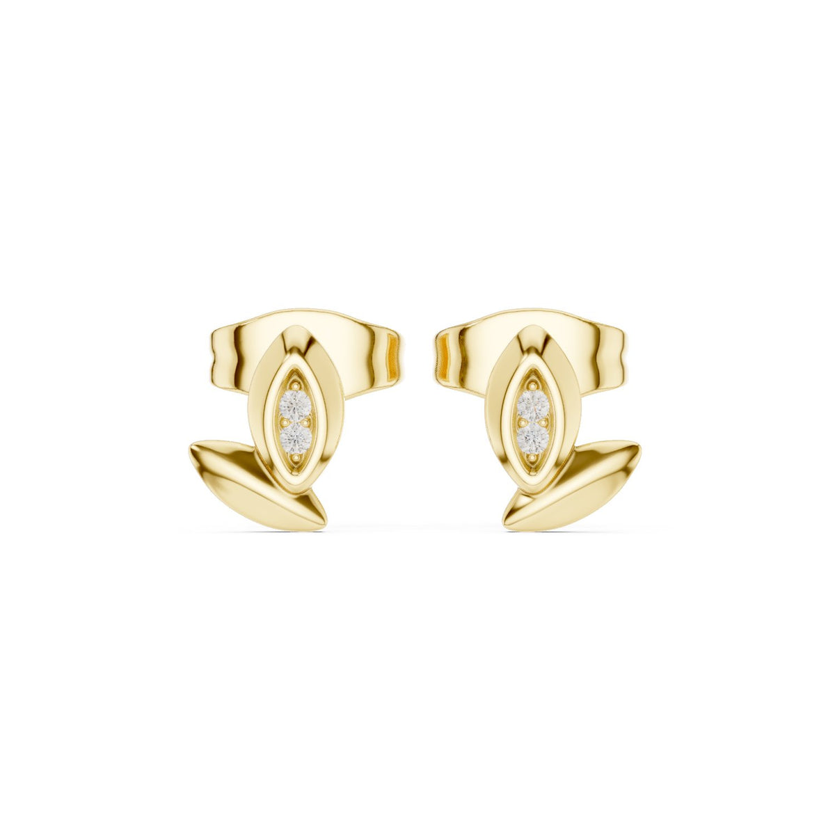 أقراط ألماس بإطار ورقة ماركيز in Yellow Gold - VYKA Diamonds