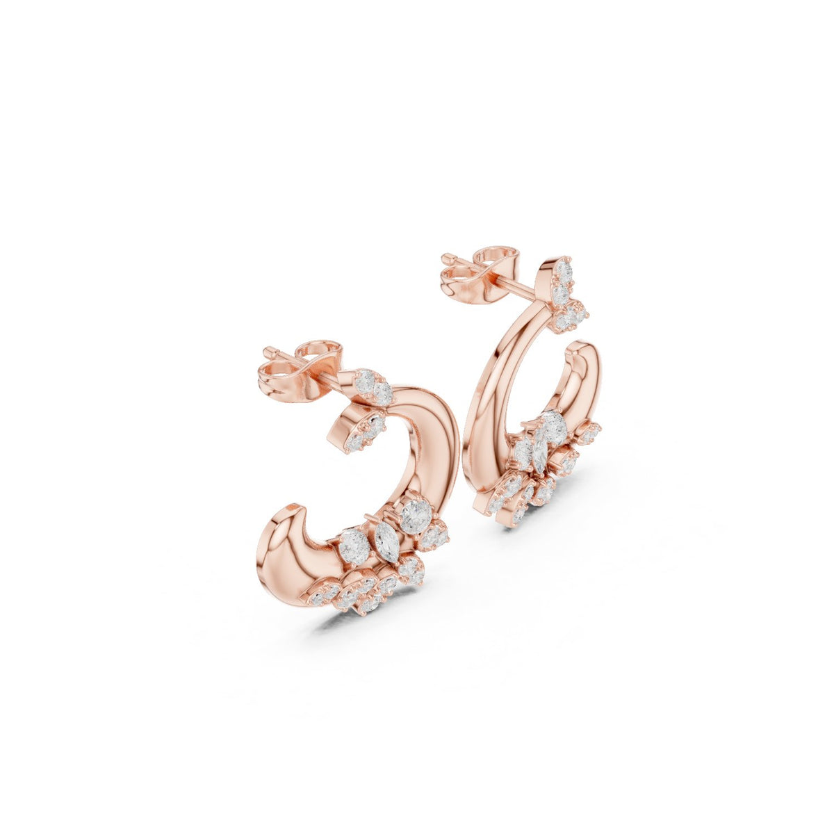 Marquise Accent C Hoop Diamond Earrings