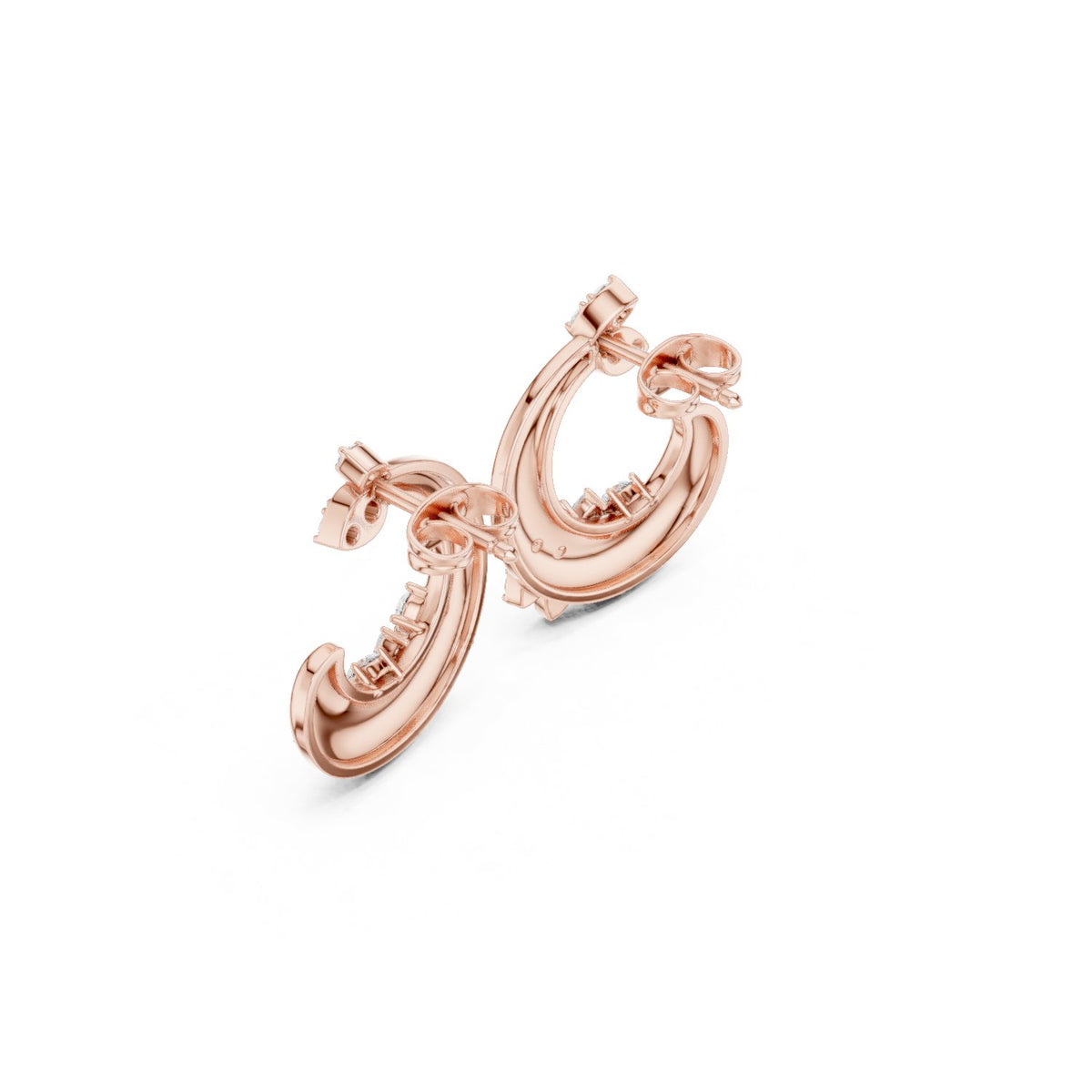 Marquise Accent C Hoop Diamond Earrings in Rose Gold - VYKA Diamonds