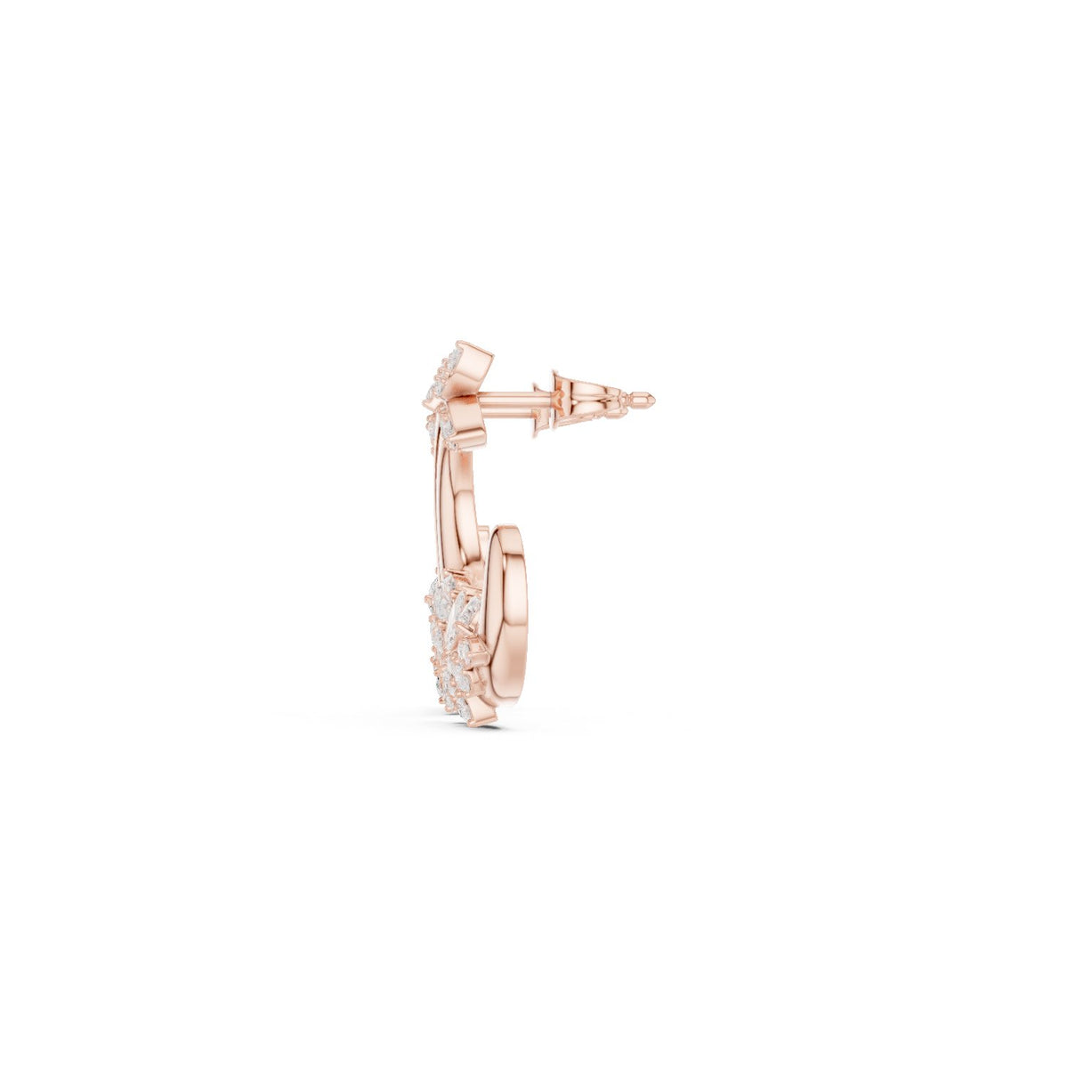 Marquise Accent C Hoop Diamond Earrings in Rose Gold - VYKA Diamonds