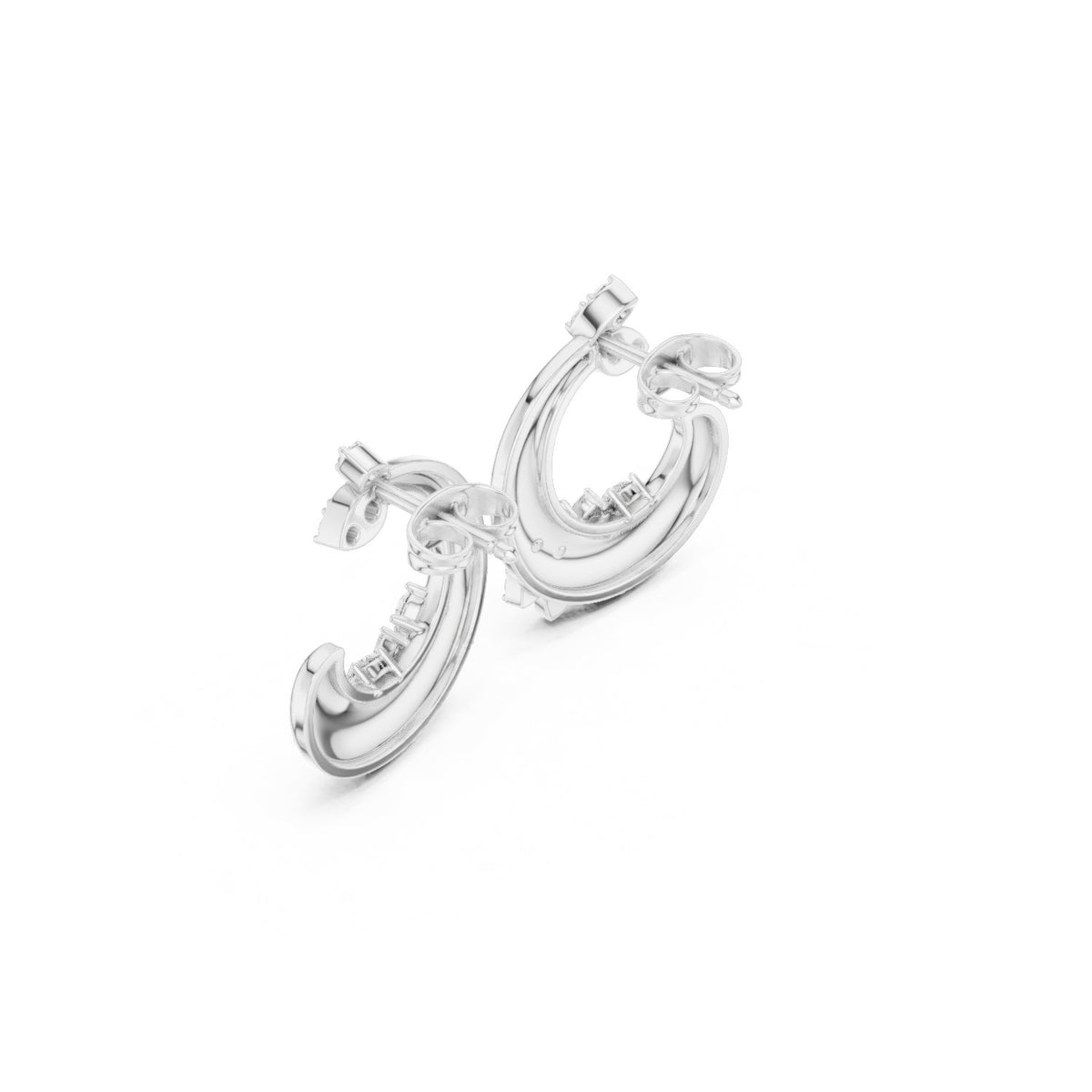 Marquise Accent C Hoop Diamond Earrings