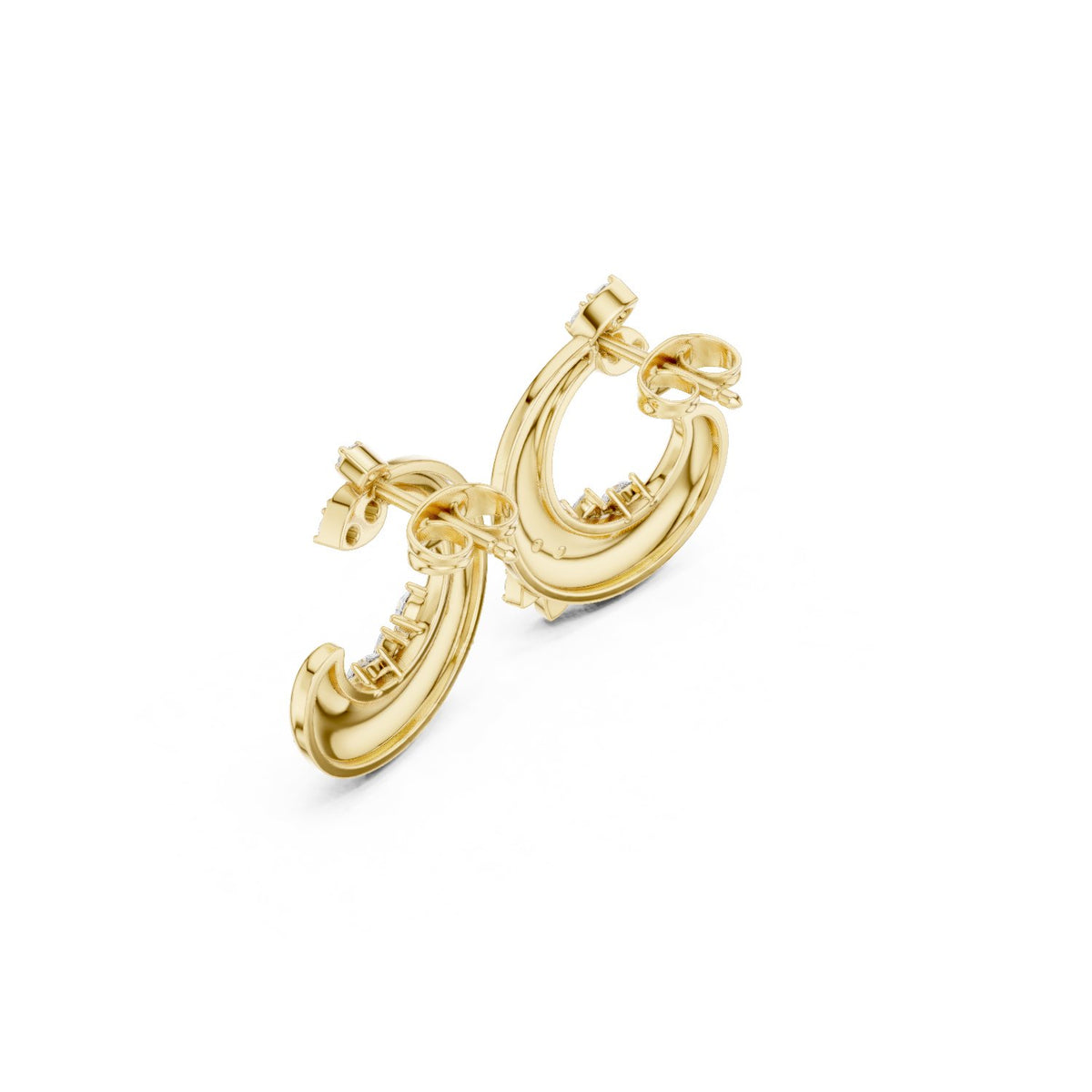 Marquise Accent C Hoop Diamond Earrings