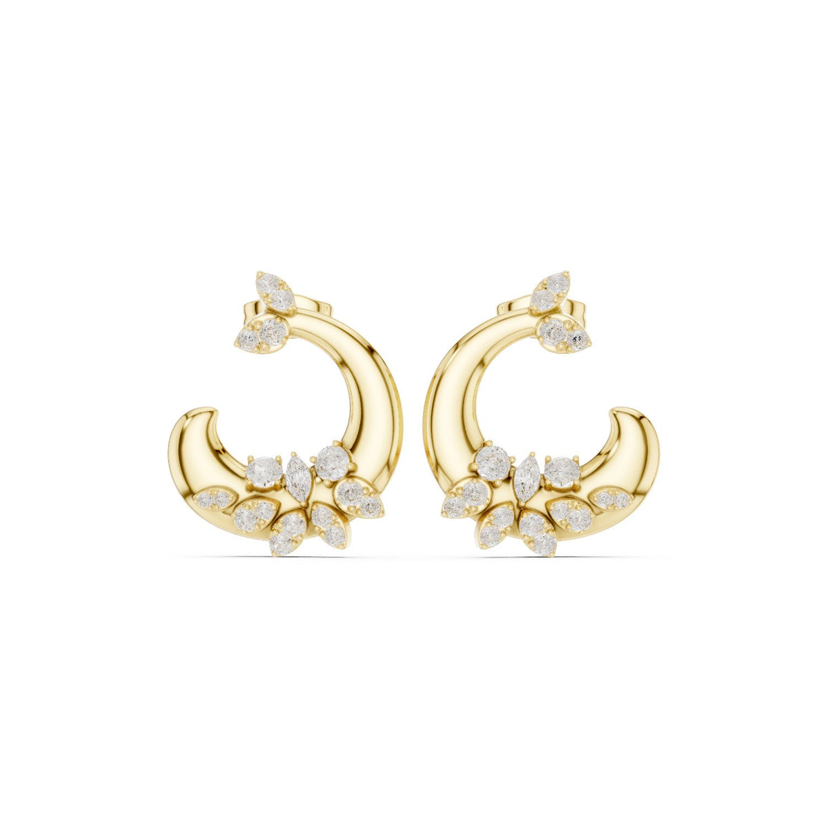 Marquise Accent C Hoop Diamond Earrings