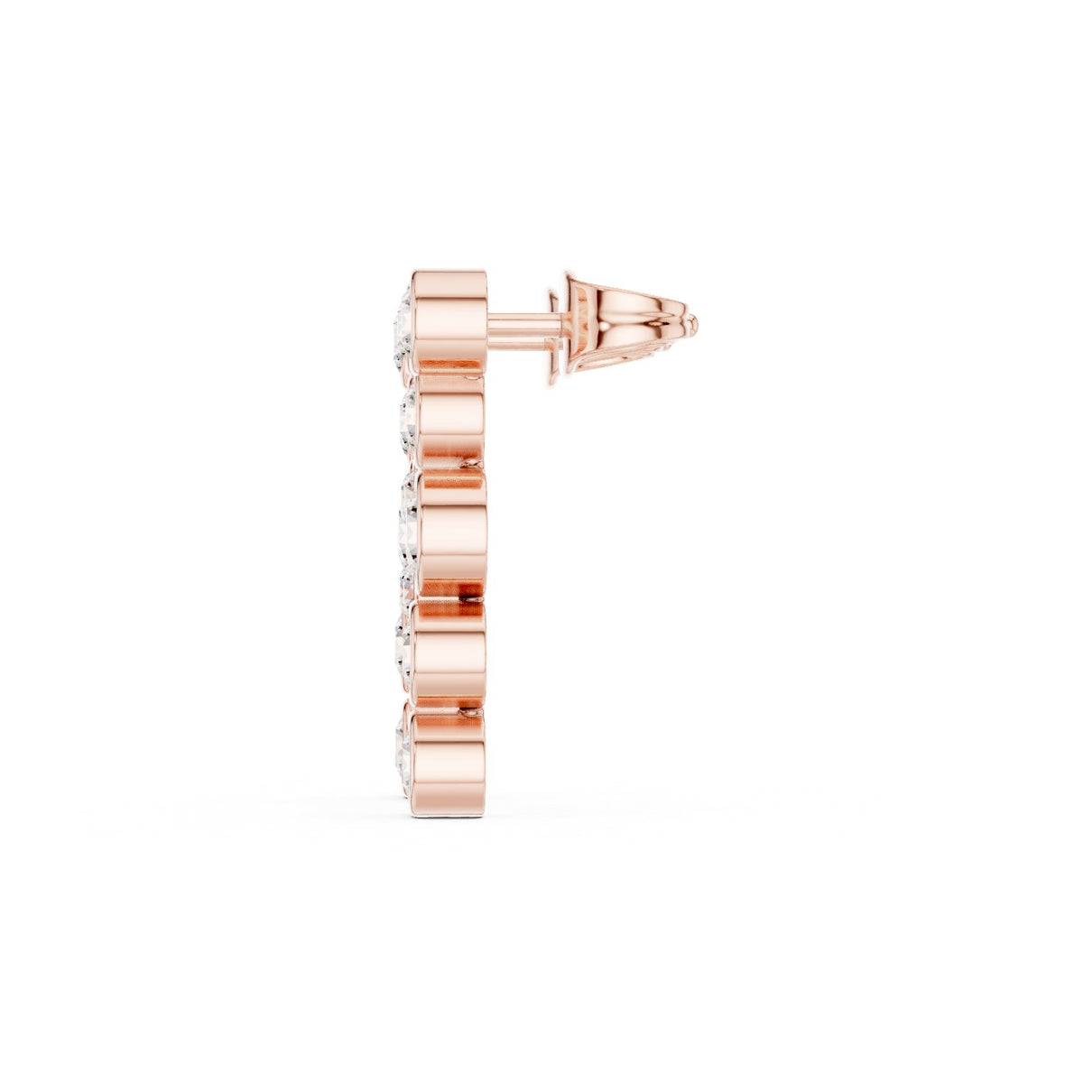 Cascading Bezel Round Diamond Drop Earrings in Rose Gold - VYKA Diamonds