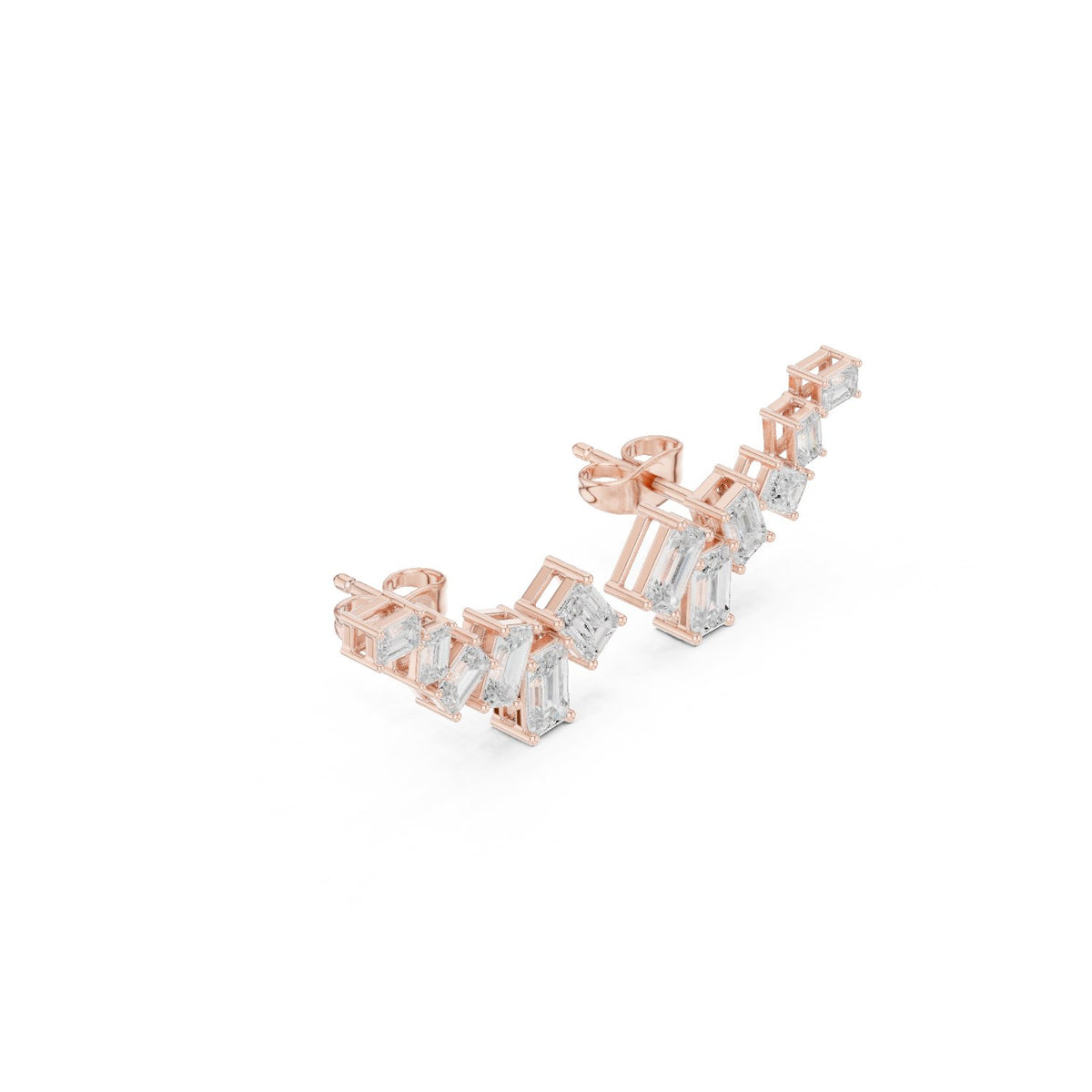 أقراط صاعدة بألماس إمرلد in Rose Gold - VYKA Diamonds