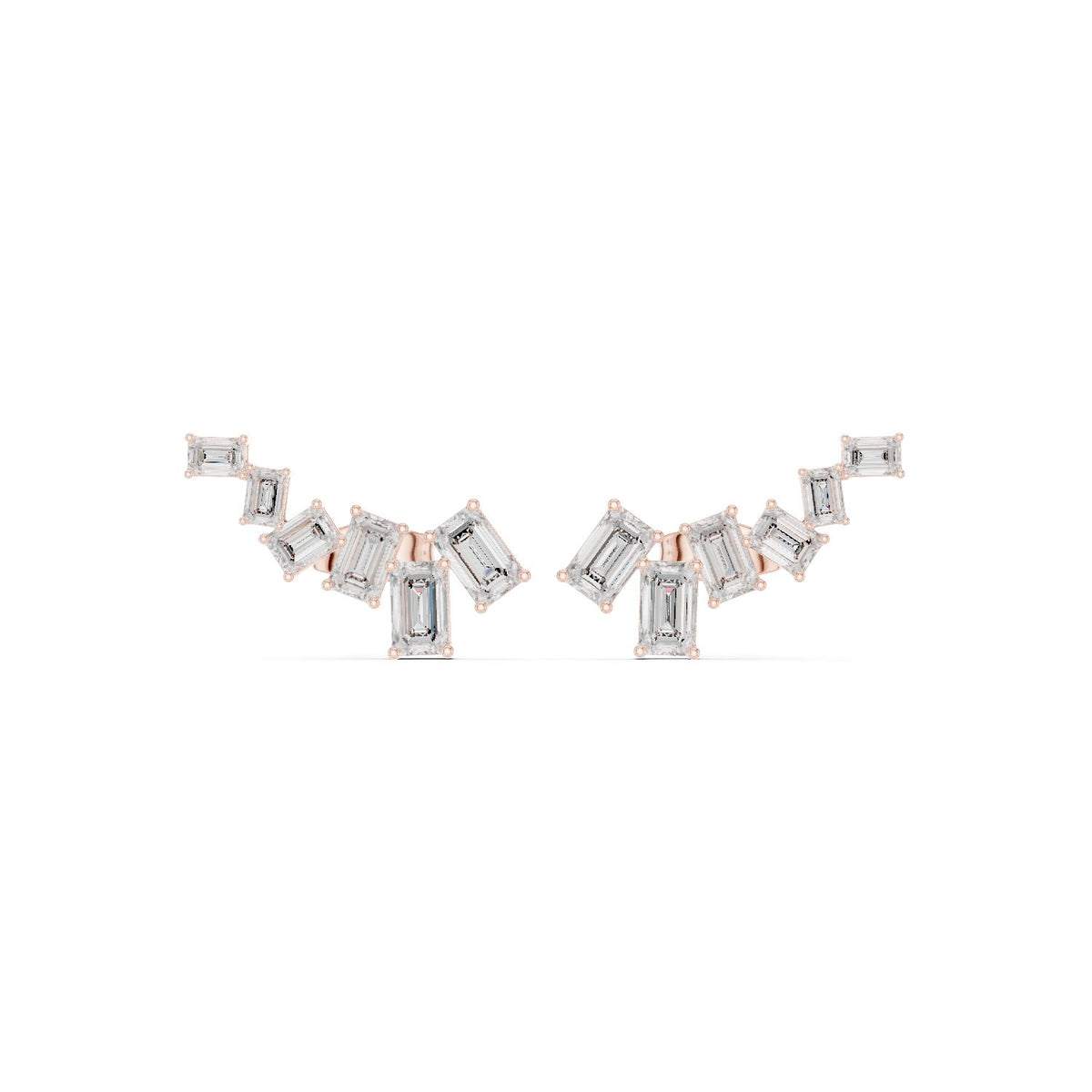 أقراط صاعدة بألماس إمرلد in Rose Gold - VYKA Diamonds
