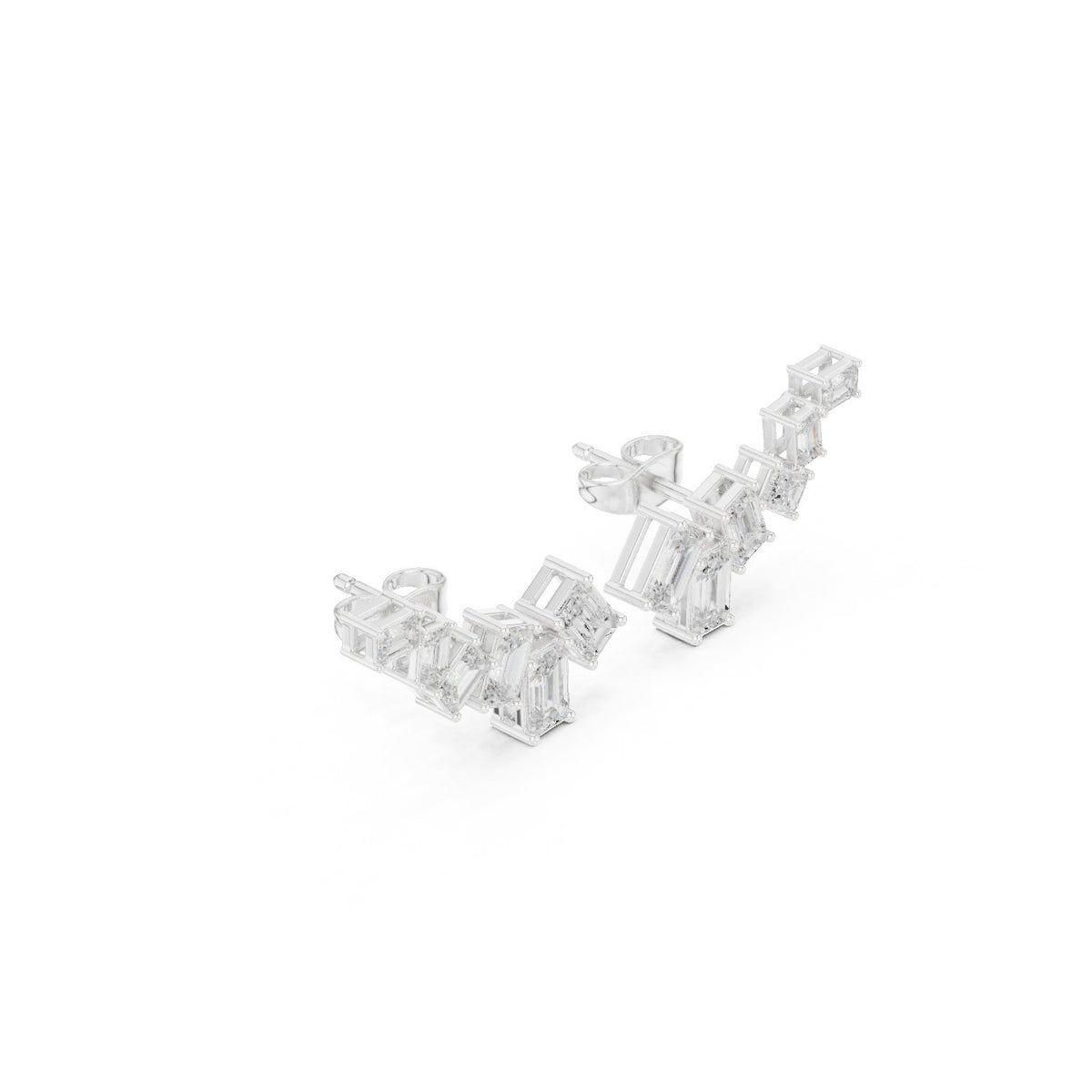أقراط صاعدة بألماس إمرلد in White Gold - VYKA Diamonds