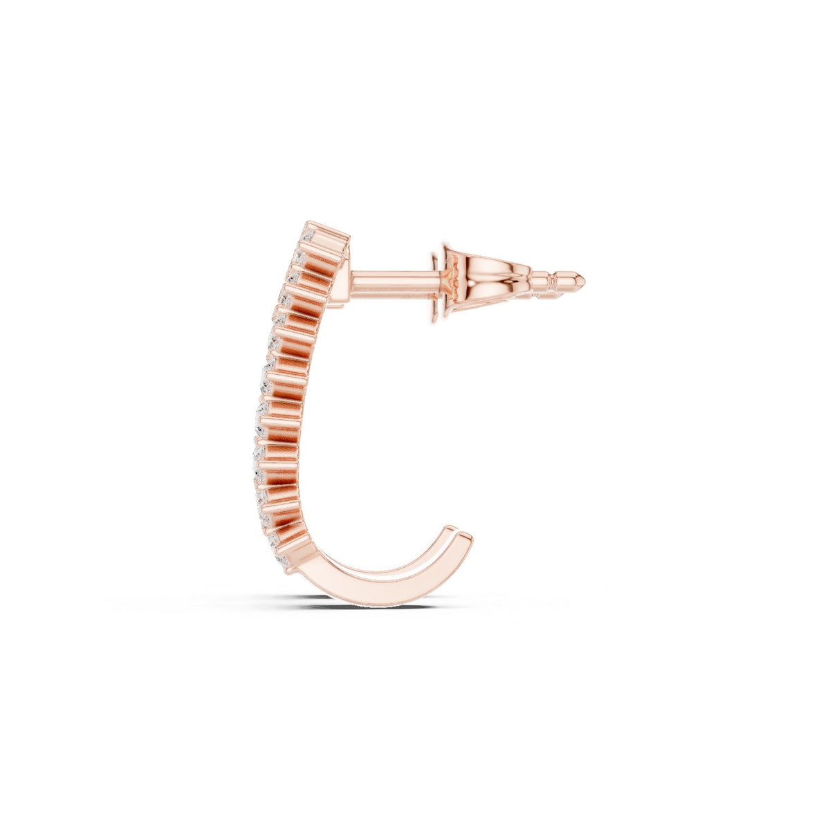 Three Row Pave Diamond J Hoop Earrings