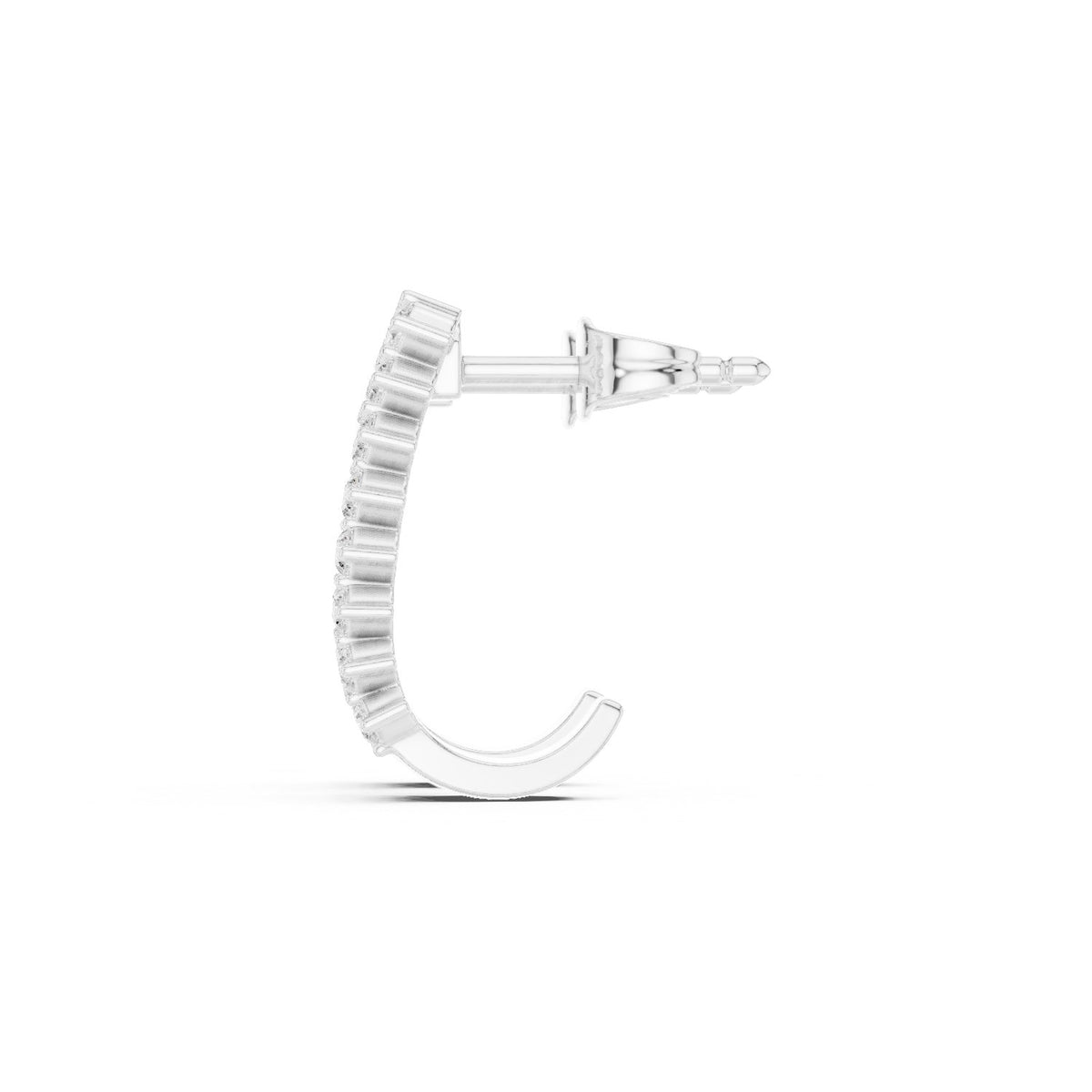 Three Row Pave Diamond J Hoop Earrings