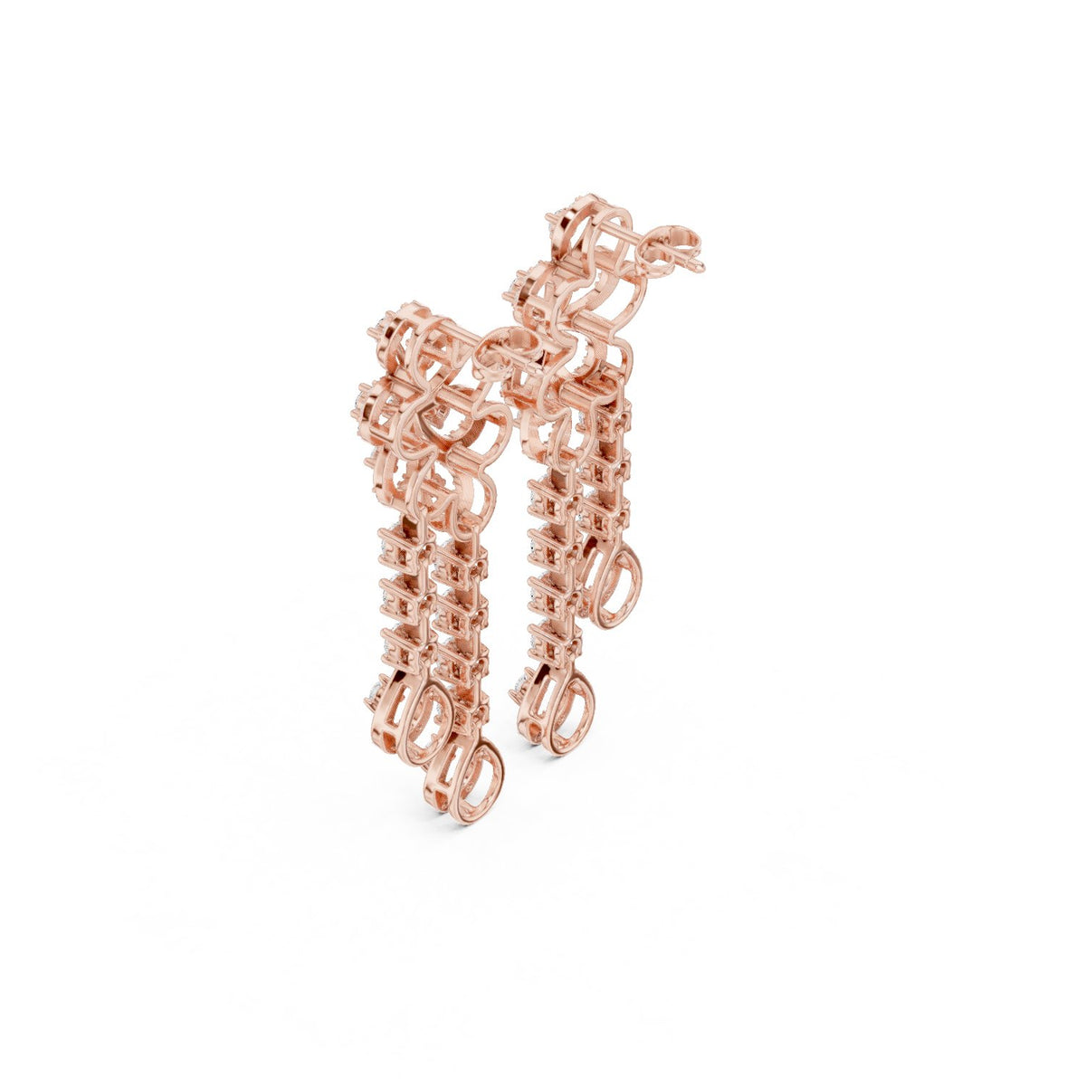 أقراط ثريا بزهرة وأهداب من الألماس in Rose Gold - VYKA Diamonds