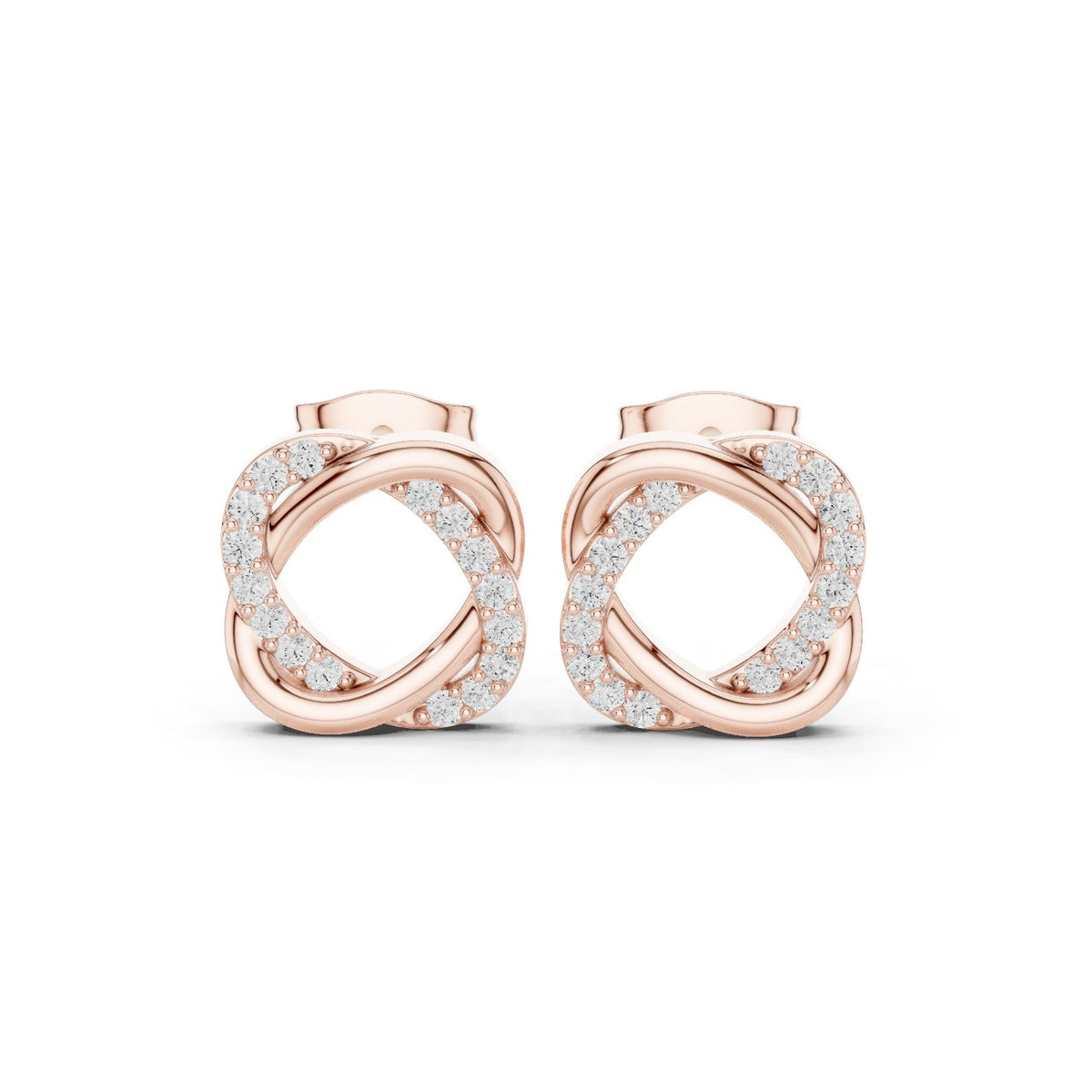 Infinity Knot Pave Diamond Stud Earrings