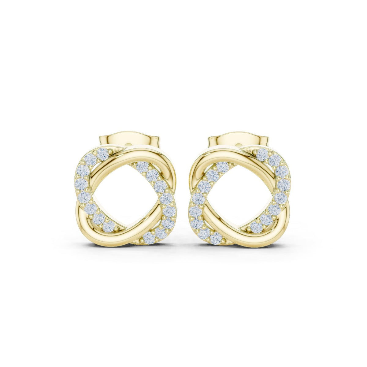 Infinity Knot Pave Diamond Stud Earrings