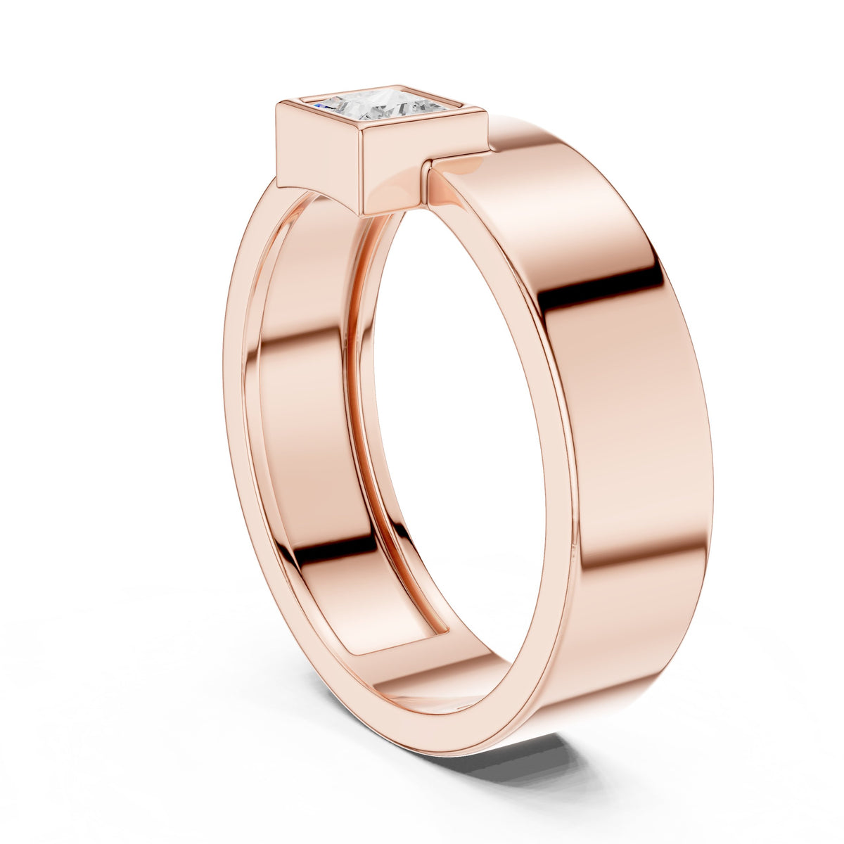 Princess Diamond Bezel Men's Band in Rose Gold - VYKA Diamonds