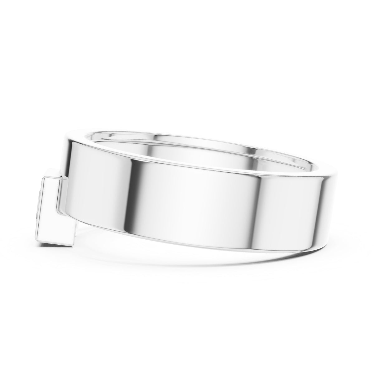 Princess Diamond Bezel Men's Band in White Gold - VYKA Diamonds