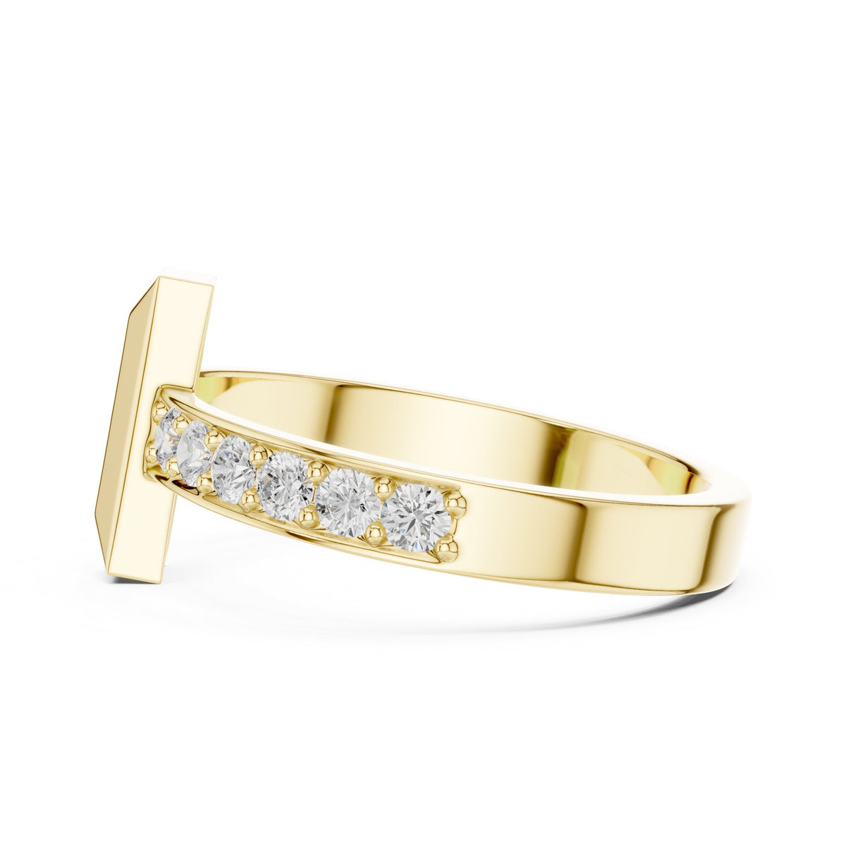 T-Bar Pavé Diamond Band in Yellow Gold - VYKA Diamonds