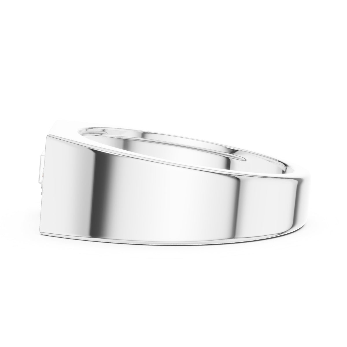 Plate Signet Pavé Men's Ring in White Gold - VYKA Diamonds